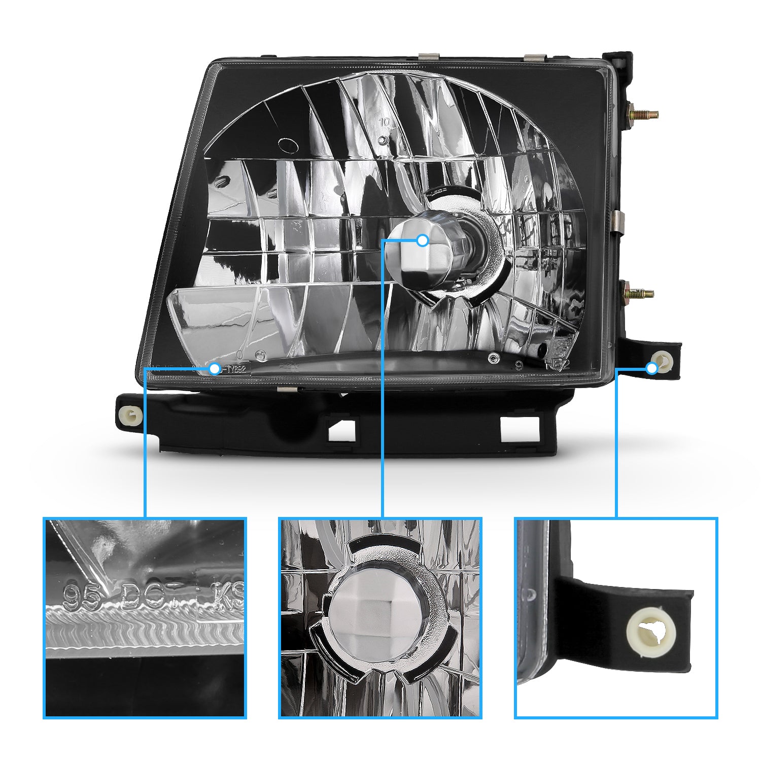 TOYOTA TACOMA 97-00 HEADLIGHTS BLACK