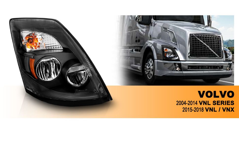 VOLVO VNX/VLN  15-16  LED H.L BLACK AMBER  (RIGHT) (VNX 300,430, 630/VNL 300,430,630,670,730,780)