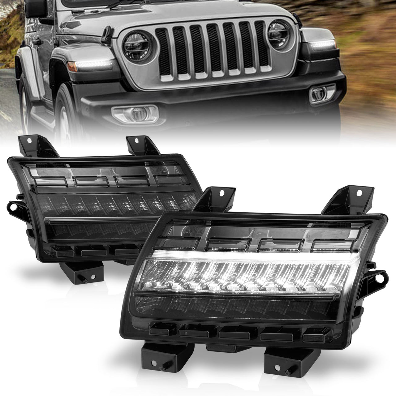JEEP WRANGLER 10-21 LED SIDE MARKERS SMOKE LENS (SEQUENTIAL SIGNAL) (FOR LOW CONFIGURED)