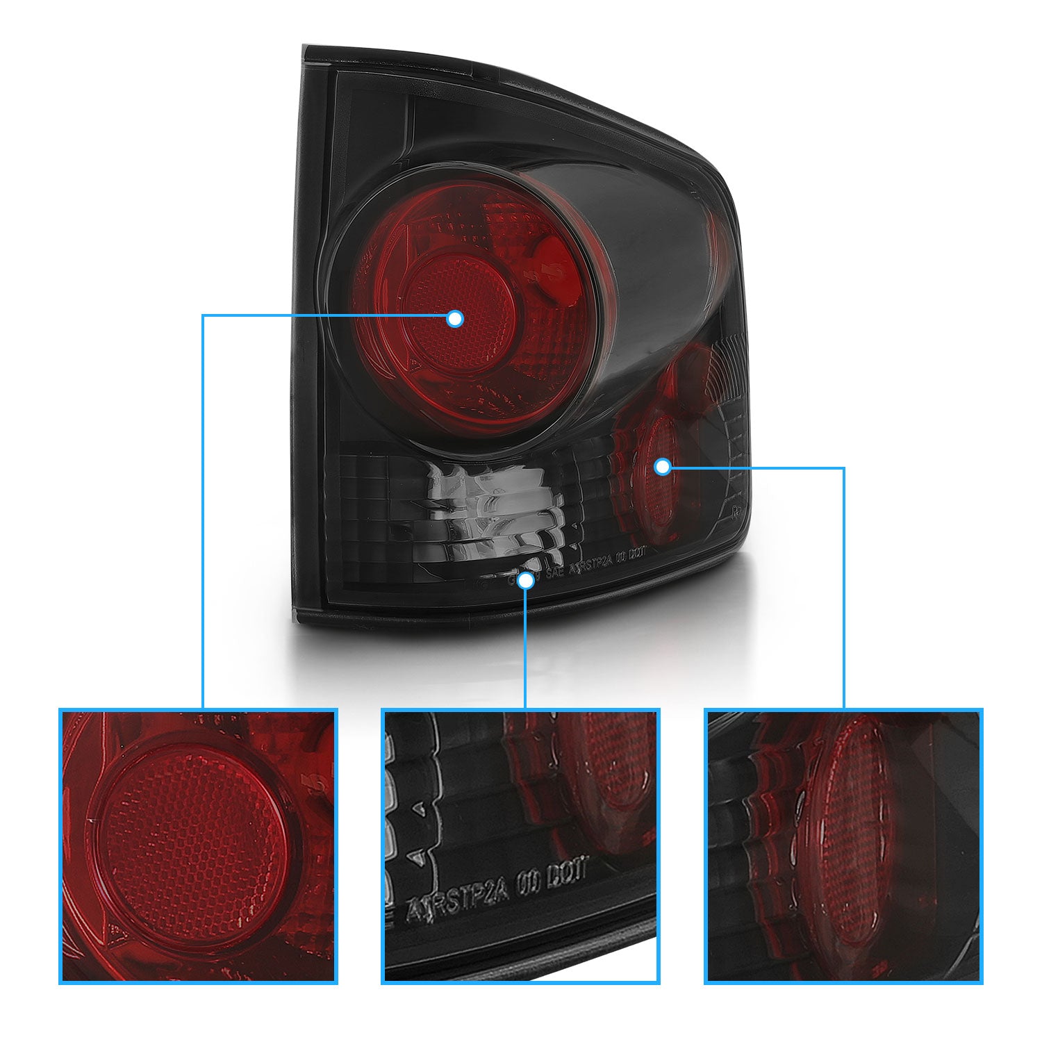CHEVY S-10/GMC SONOMA 94-04 TAIL LIGHTS 3D STYLE DARK SMOKE