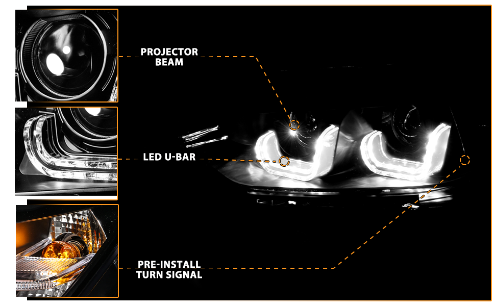 BMW 3 SERIES F30 12-14 4DR PROJECTOR U-BAR STYLE HEADLIGHTS HALO BLACK CLEAR (ONLY FITS W/O MOTOR VERSION)