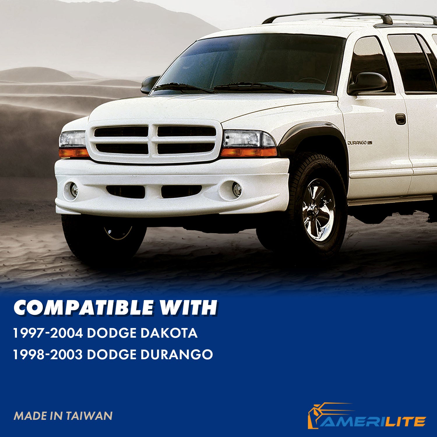 DODGE DAKOTA/DURANGO 97-04/98-03 HEADLIGHTS SET CHROME AMBER