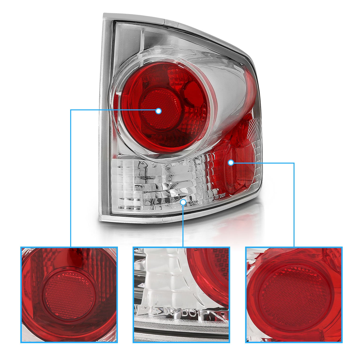 CHEVY S-10/GMC SONOMA 94-04 TAIL LIGHTS 3D STYLE CHROME