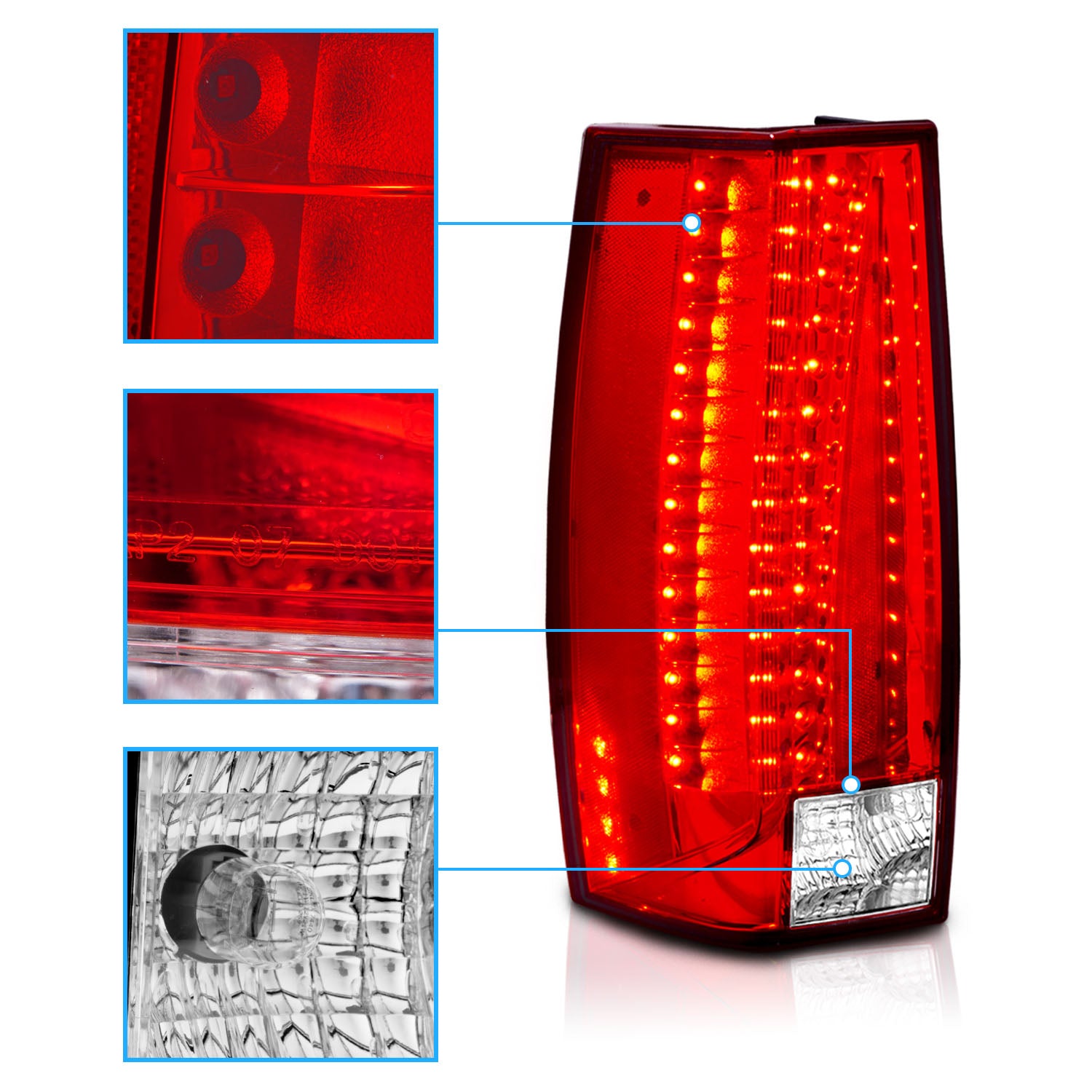CHEVY TAHOE/SUBURBAN/YUKON/YUKON XL 07-10 LED G5 TAIL LIGHTS RED/CLEAR (ESCALADE LOOK)
