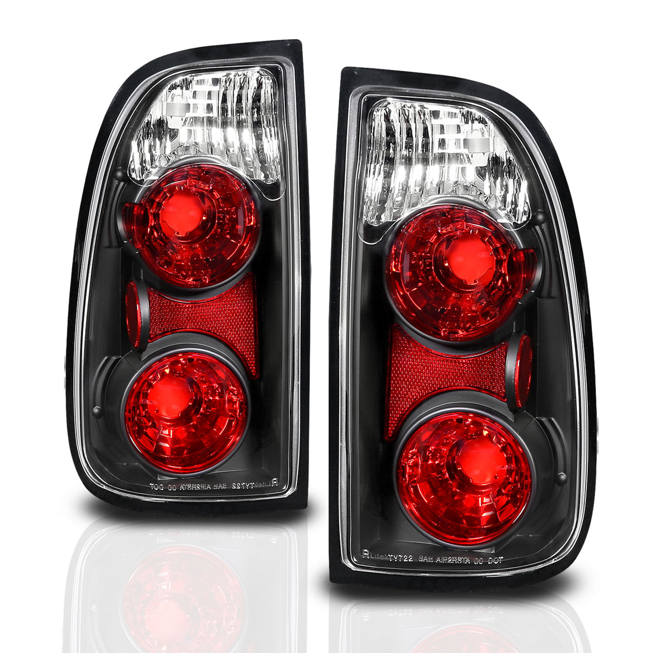 TOYOTA TUNDRA 00-04 TAIL LIGHTS BLACK HOUISNG CLEAR LENS
