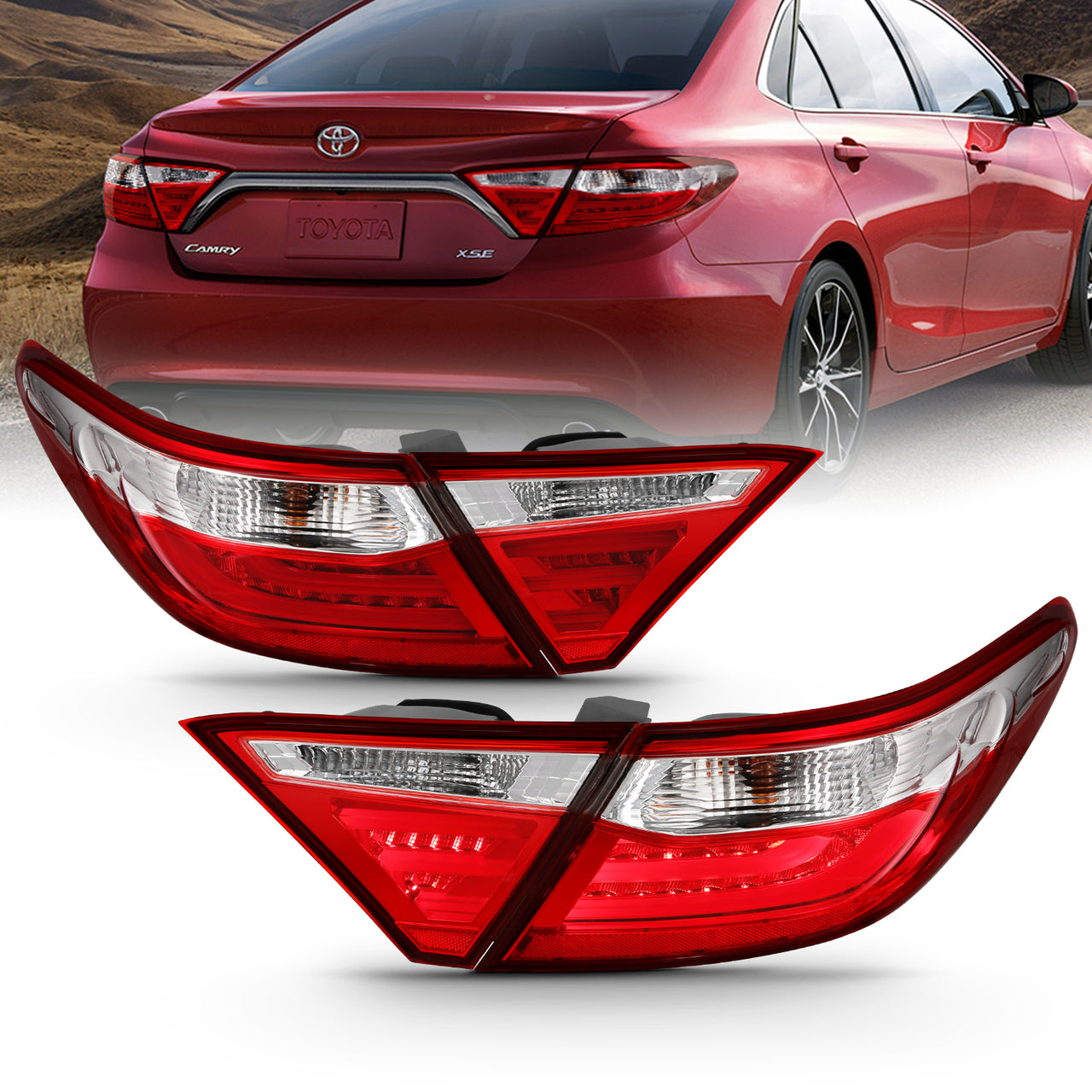 TOYOTA CAMRY 15-17 4D LED TAIL LIGHTS RED/CLEAR (4 PCS)