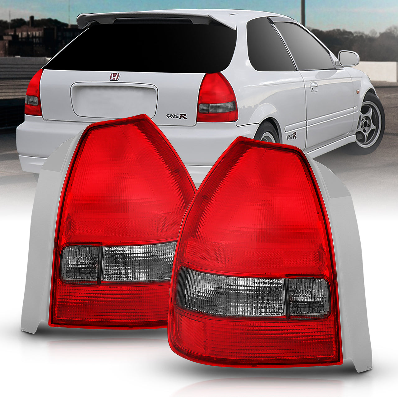 HONDA CIVIC 96-98 3DR TAIL LIGHTS RED/SMOKE