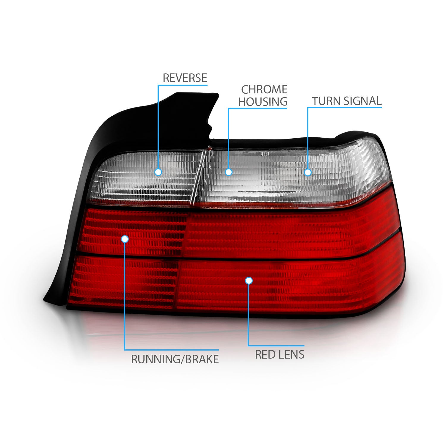 BMW 3 SERIES E36 92-98 4DR TAIL LIGHTS RED/CLEAR