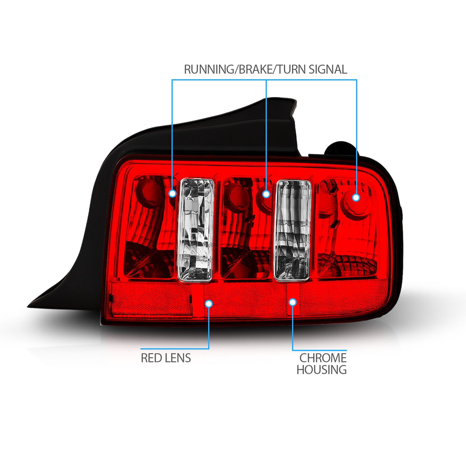 FORD MUSTANG 05-09 TAIL LIGHTS RED/CLEAR (2010 STYLE) (NOT ASSEMBLY)