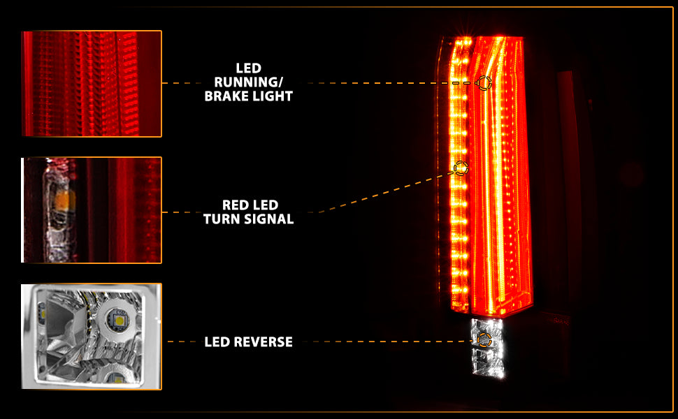 GMC YUKON/YUKON XL 15-17 LED TAIL LIGHTS BLACK