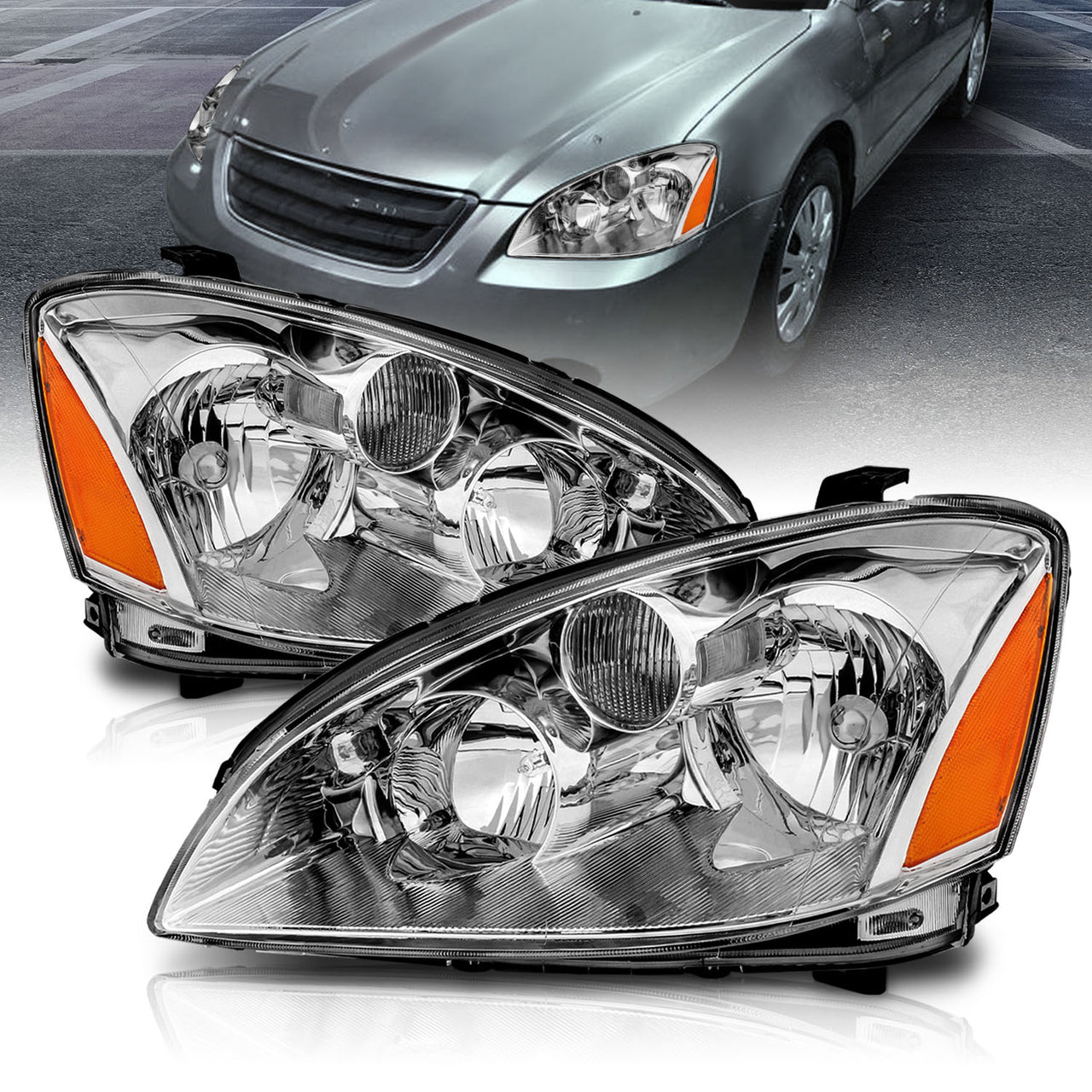 NISSAN ALTIMA 02-04 HEADLIGHTS CRYSTAL CLEAR AMBER