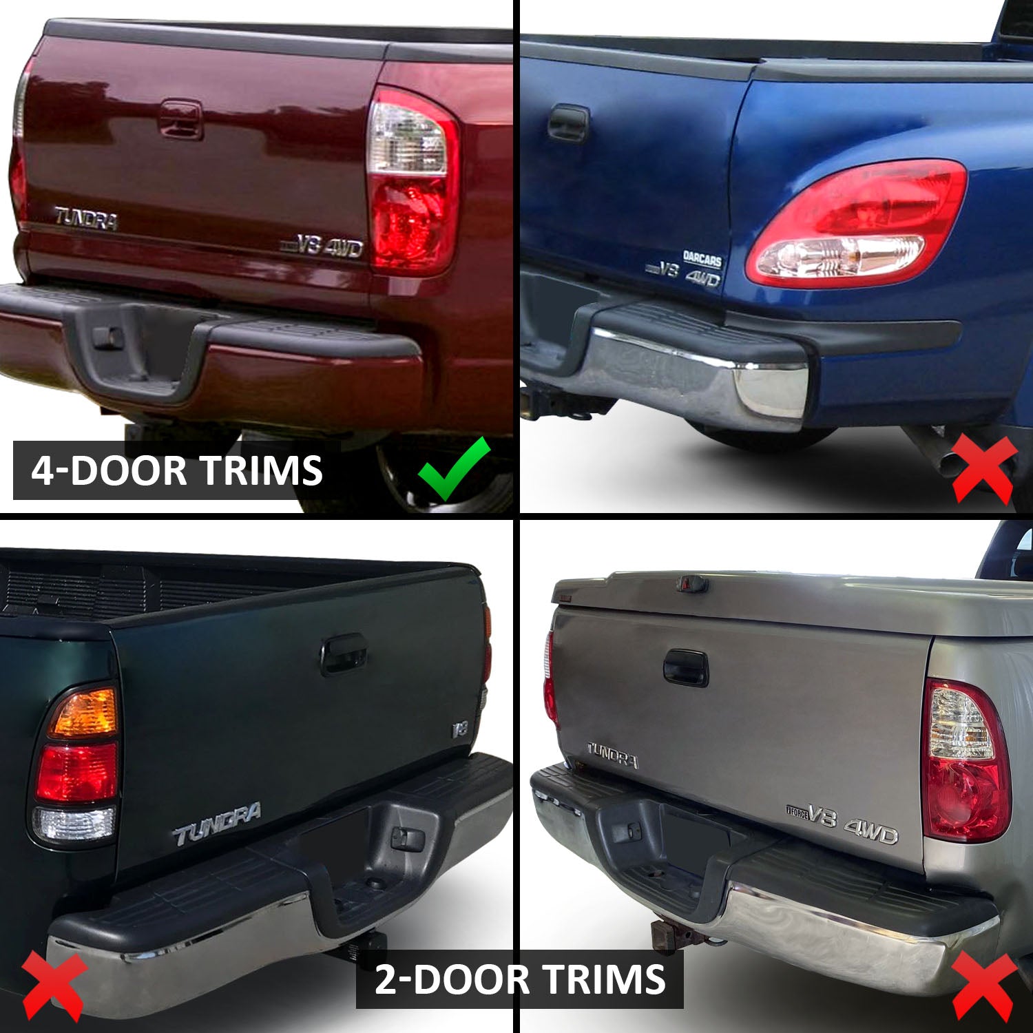 TOYOTA TUNDRA 00-06 LED TAIL LIGHTS RED/CLEAR (DOUBLE CAB ONLY/DOES NOT FIT STEPSIDE)
