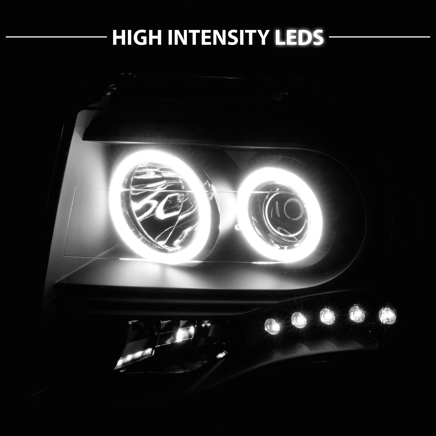 FORD EXPEDITION 07-08 PROJECTOR HEADLIGHTS BLACK CLEAR AMBER