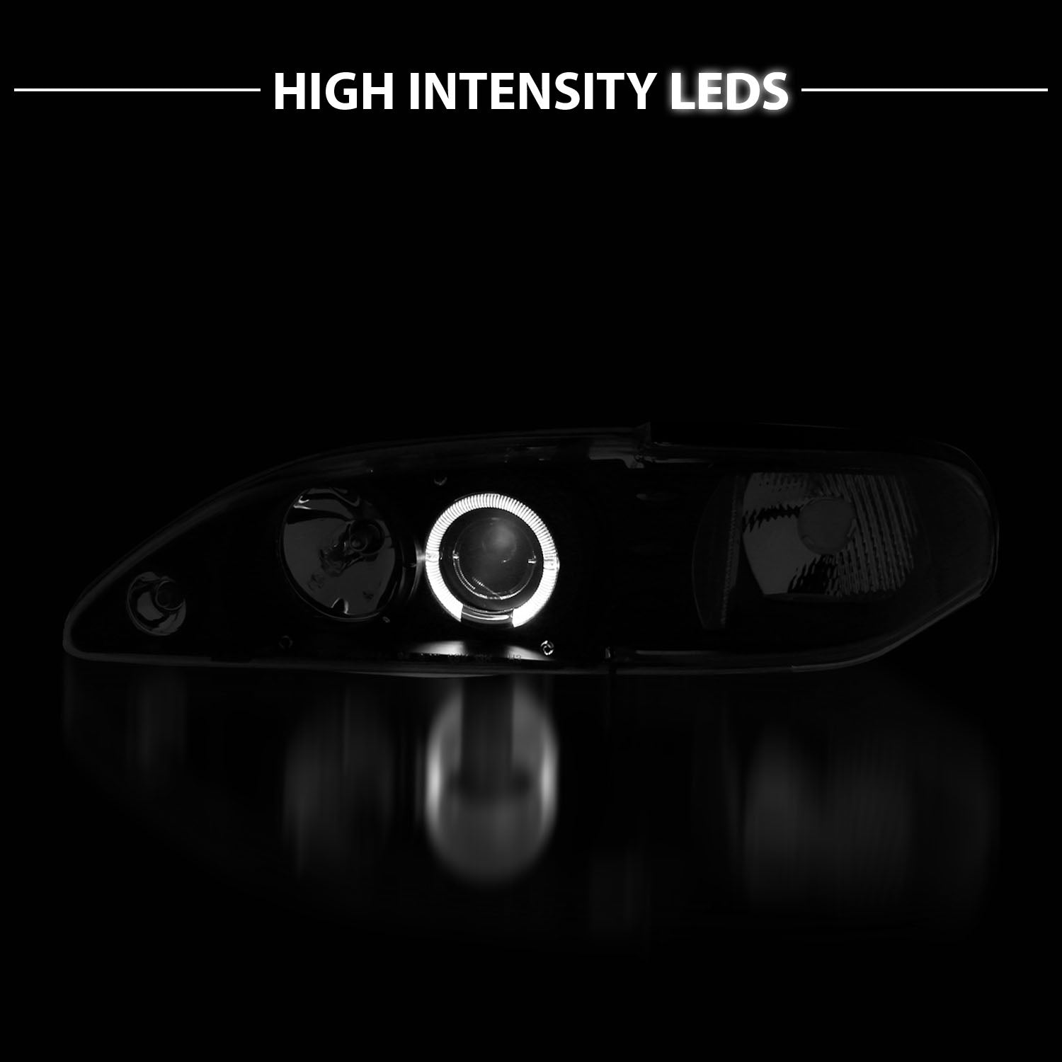 FORD MUSTANG 94-98 1PC PROJECTOR HEADLIGHTS HALO BLACK CLEAR AMBER
