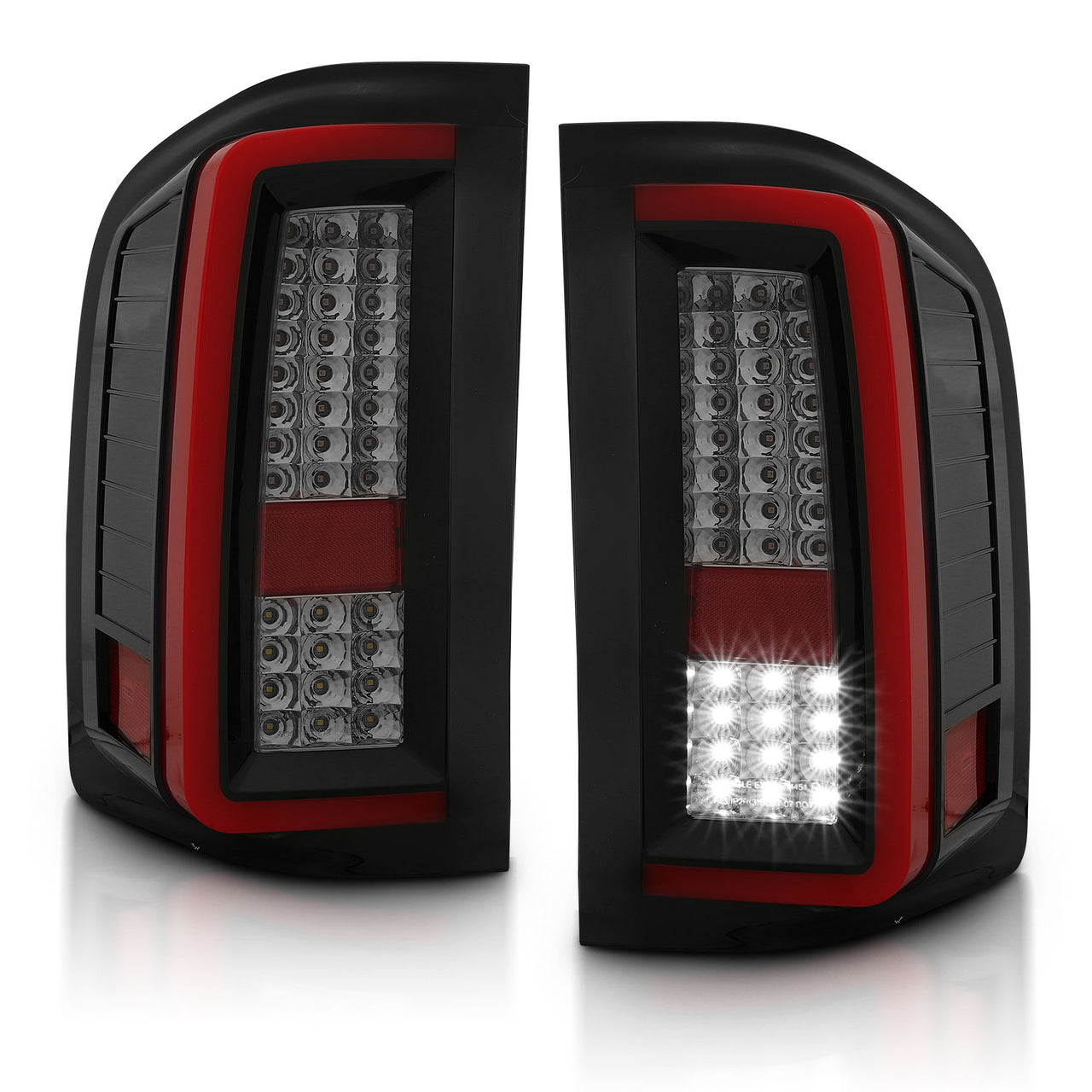 CHEVY SILVERADO 1500/2500/3500 07-10/HYBRID 09/GMC SIERRA 07-09 LED TAIL LIGHTS G2 RED/SMOKE