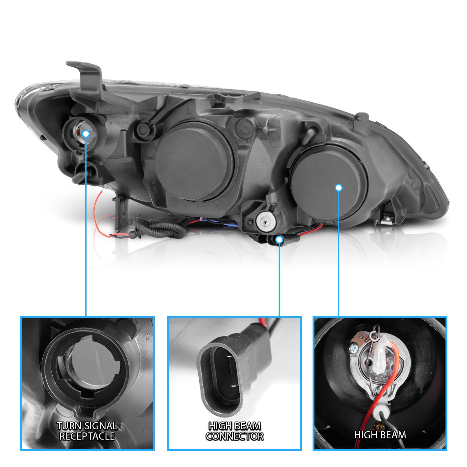 HONDA CIVIC 04-05 2/3/4DR PROJECTOR HEADLIGHTS HALO BLACK CLEAR AMBER