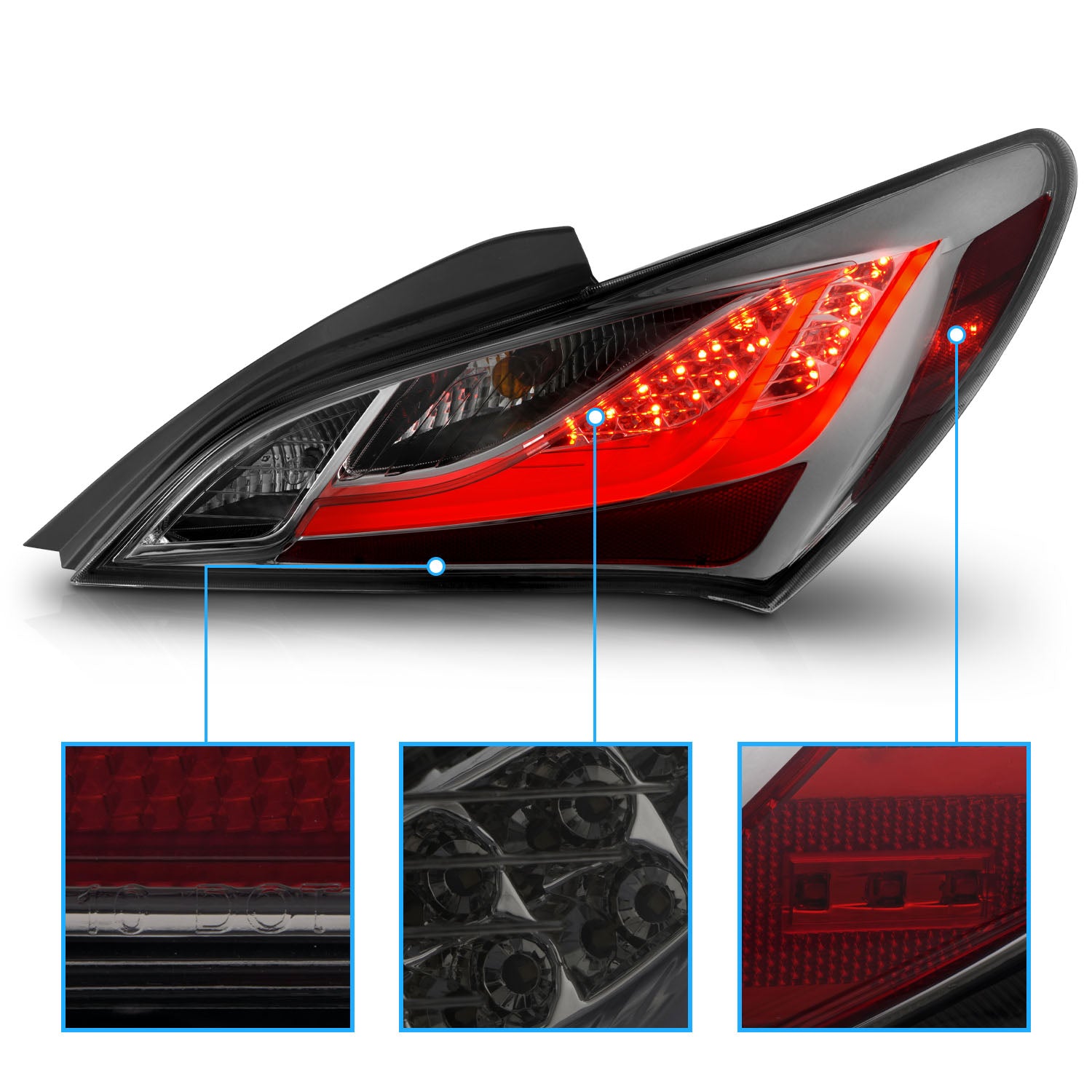 HYUNDAI GENESIS 10-13  2DR LED TAIL LIGHTS SMOKE