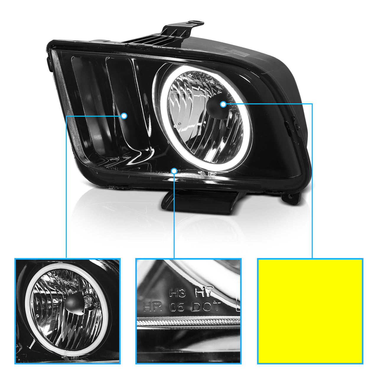 FORD MUSTANG 05-09 HEADLIGHTS HALO SMOKE (RX HALO)