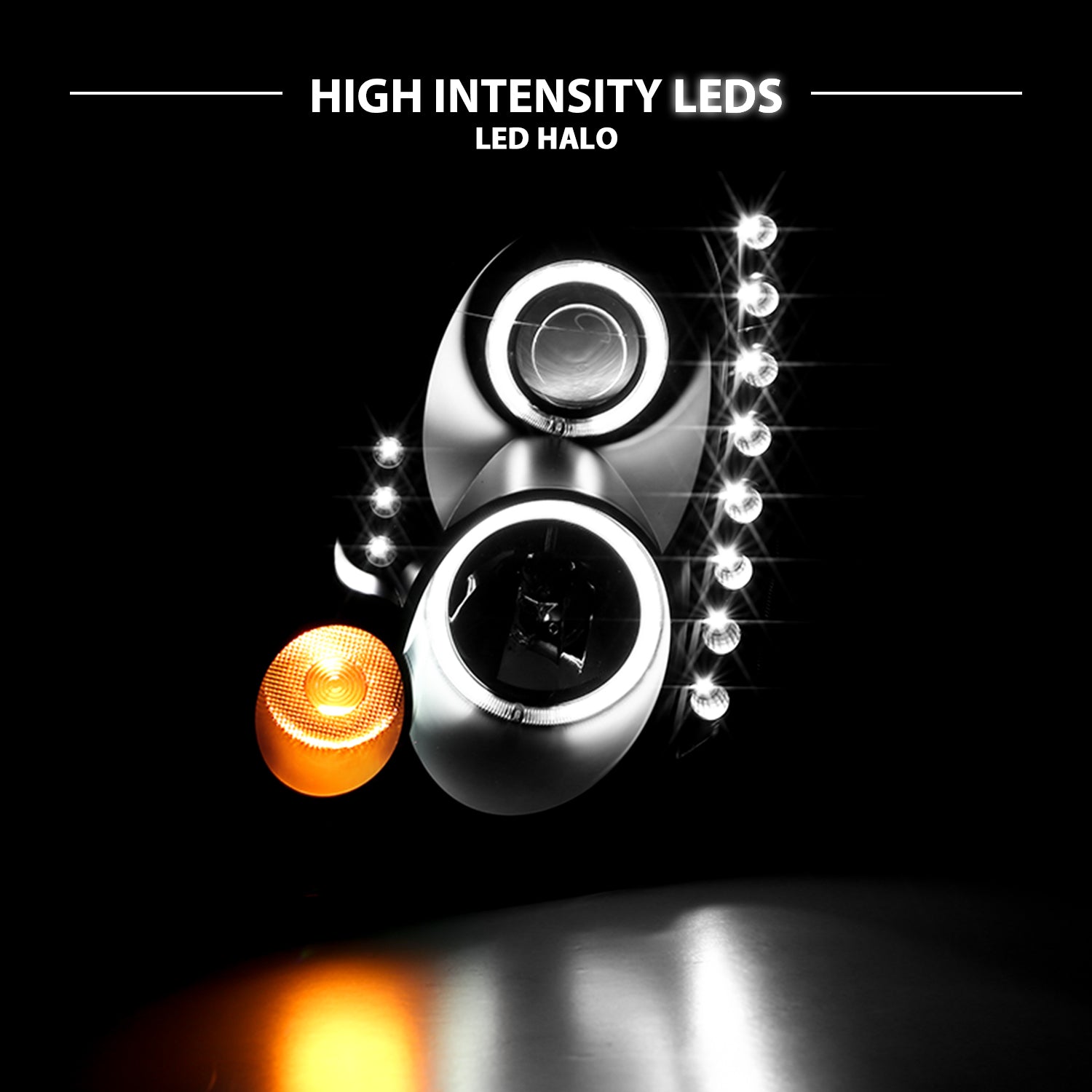 INFINITI G35 03-07 2DR HEADLIGHTS BLACK PROJECTOR CLEAR HALO (OEM HID COMPATIBLE) (RX HALO)