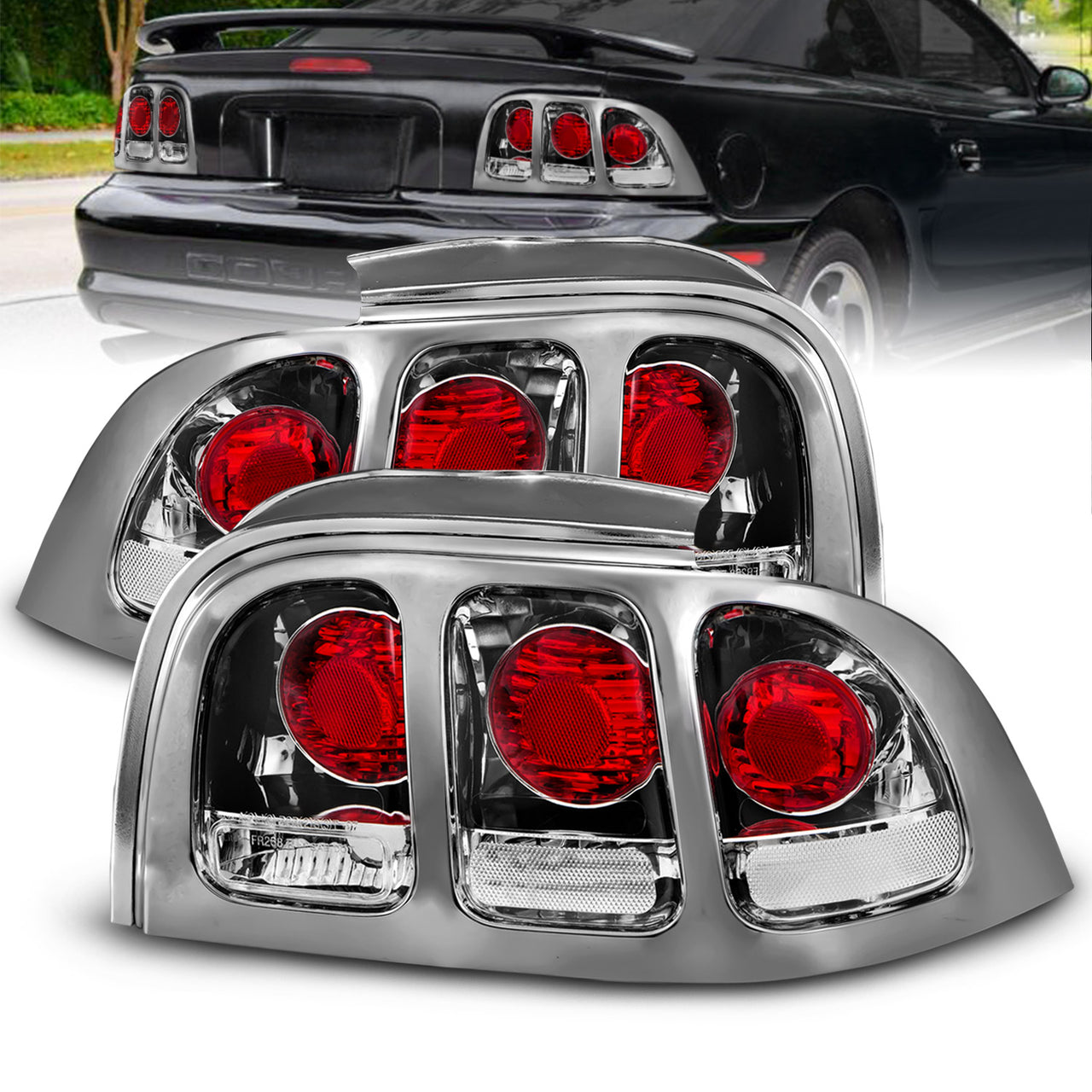 FORD MUSTANG 96-98 TAIL LIGHTS CHROME
