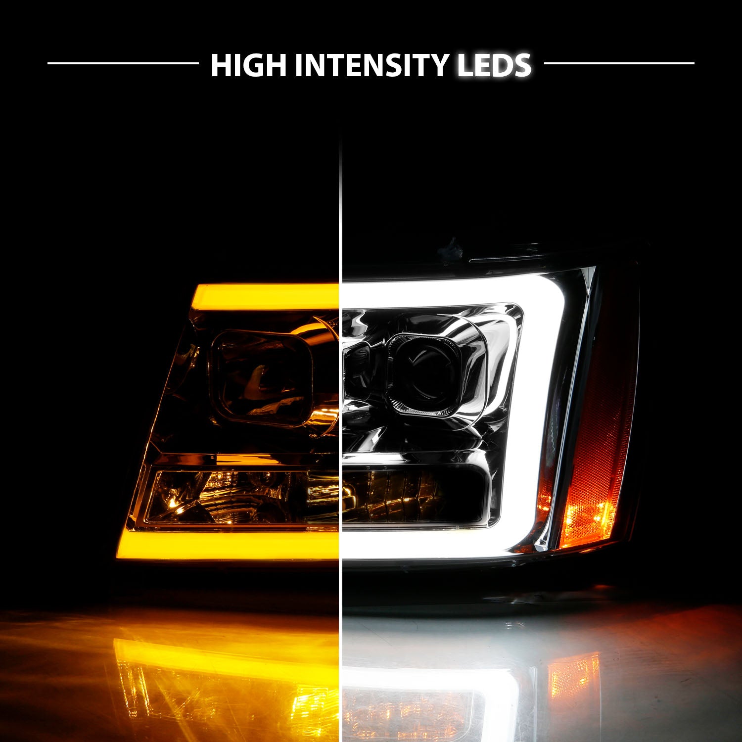 CHEVY TAHOE/SUBURBAN/AVALANCHE 07 PROJECTOR HEADLIGHTS G3 CHROME CLEAR AMBER