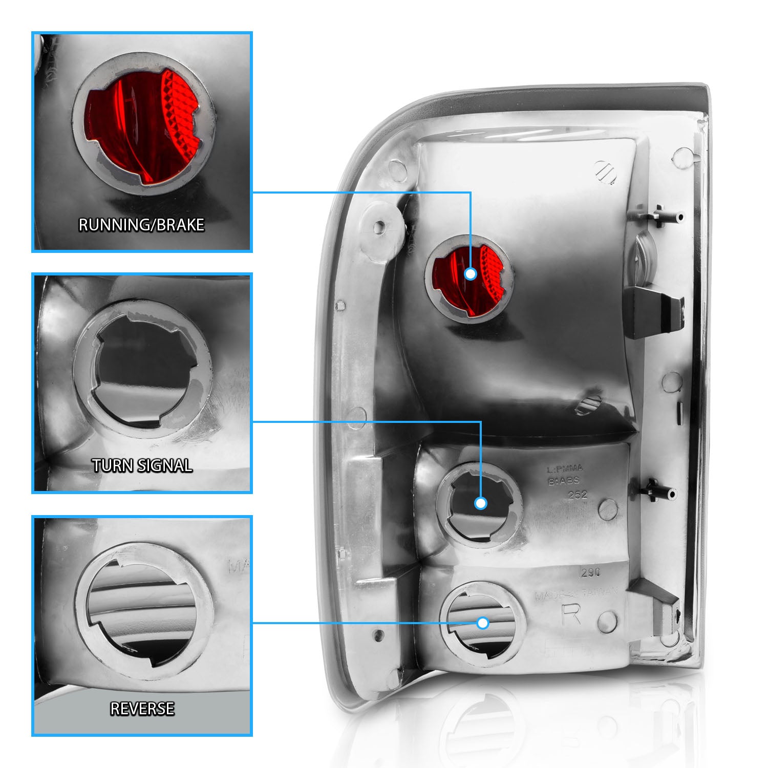 FORD RANGER 93-97 TAIL LIGHTS CHROME