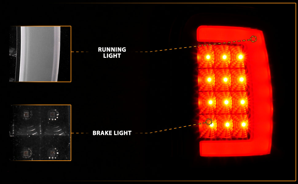 DODGE RAM 94-01  LED TAIL LIGHTS BLACK HOUSING CLEAR LENS W/ C LIGHT BAR