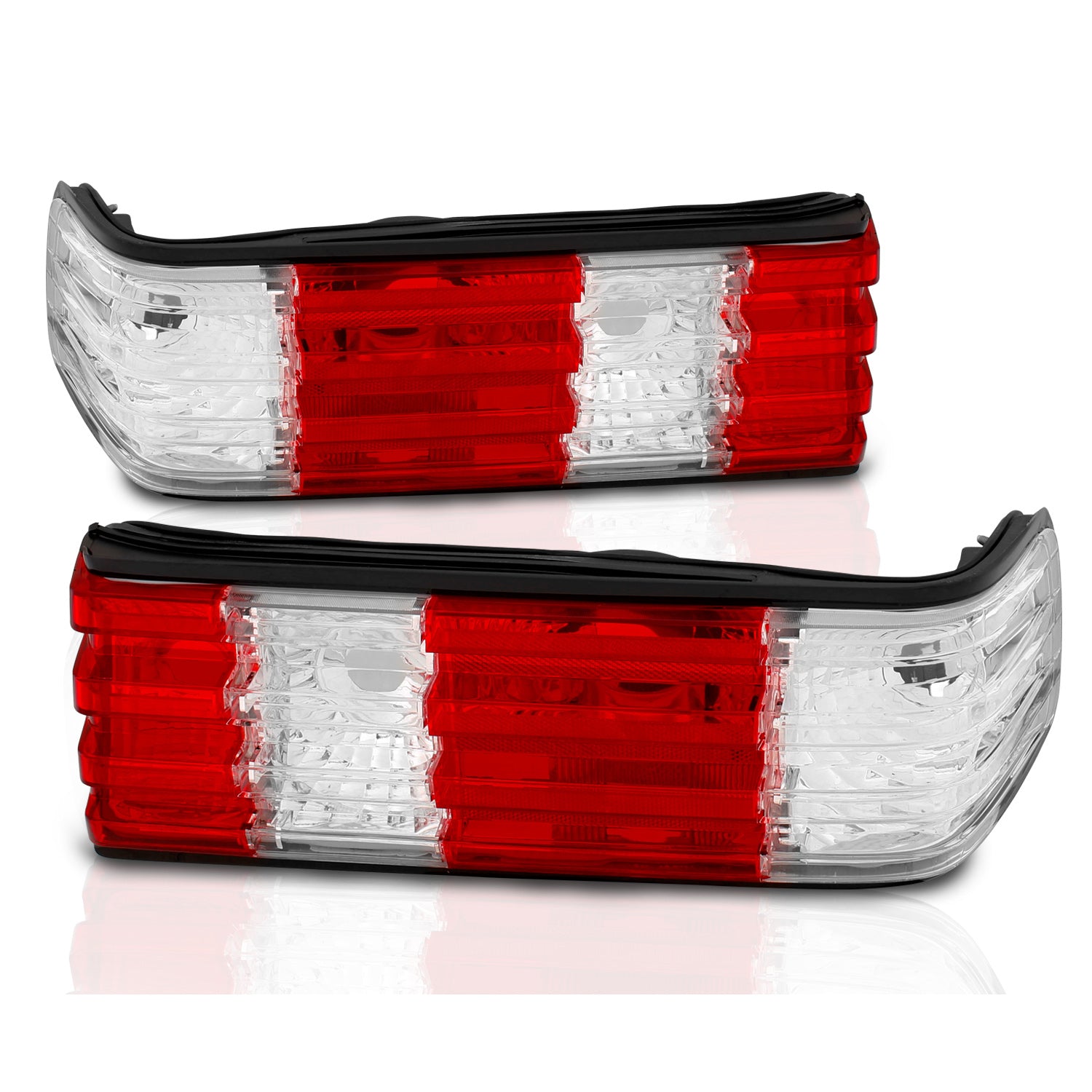 テールライト 2個 レッド/クリア　ベンツW126　560SEL　ケーニッヒ MBZ S CLASS W126 86-91 TAIL LIGHTS RED/CLEAR LENS