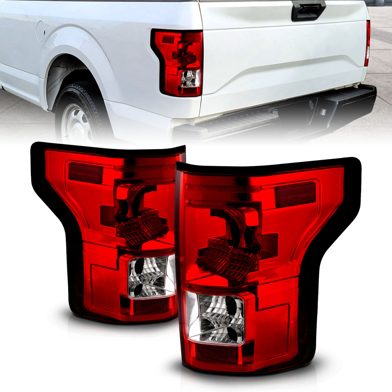 FORD F-150 15-17 TAIL LIGHT RED/CLEAR LENS (OE STYLE)