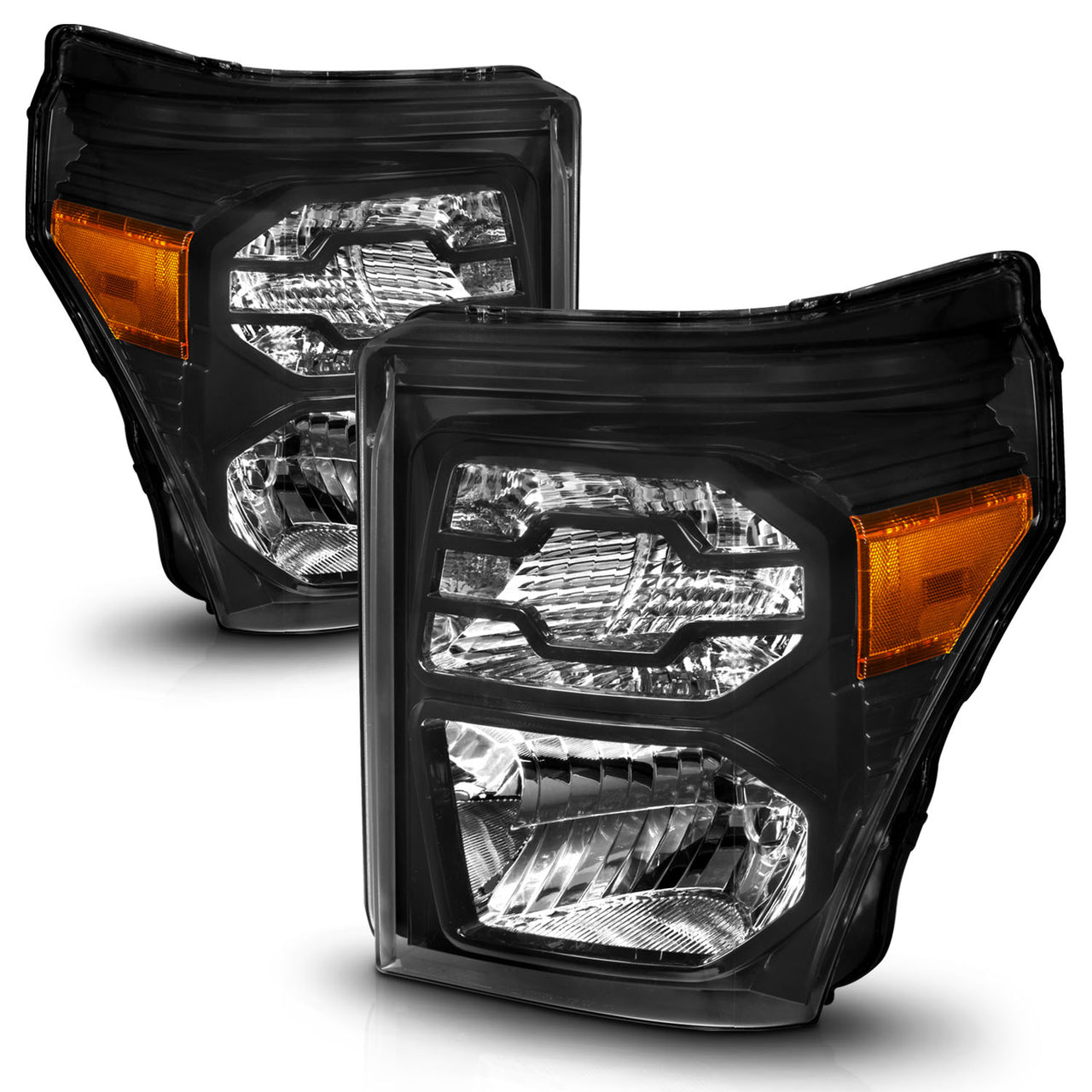 FORD F-250/SUPER DUTY 11-16 HEADLIGHTS BLACK HOUSING (OE STYLE)