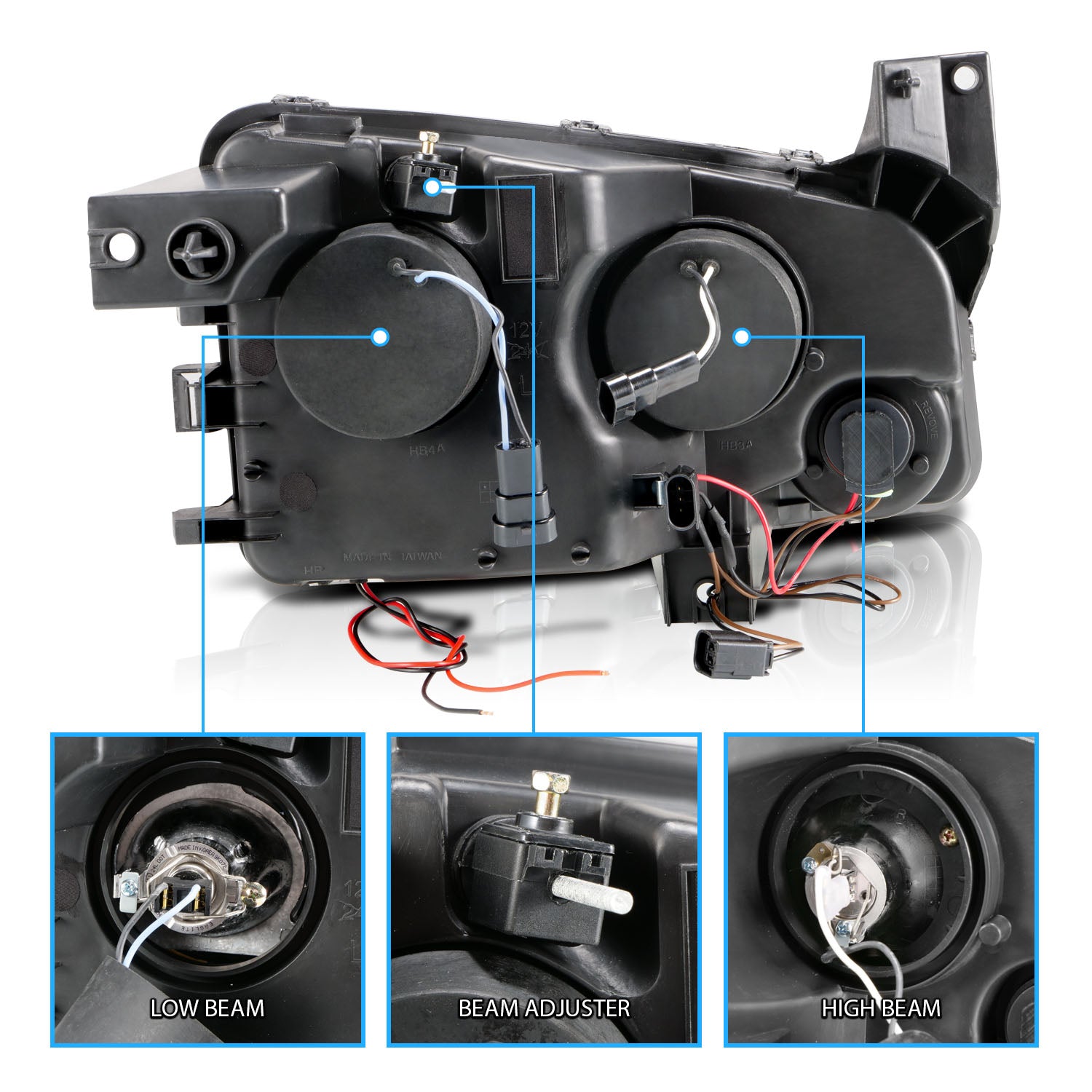 DODGE CHARGER 06-08 PROJECTOR H.L HALO BLACK CLEAR(SUPER WHITE)