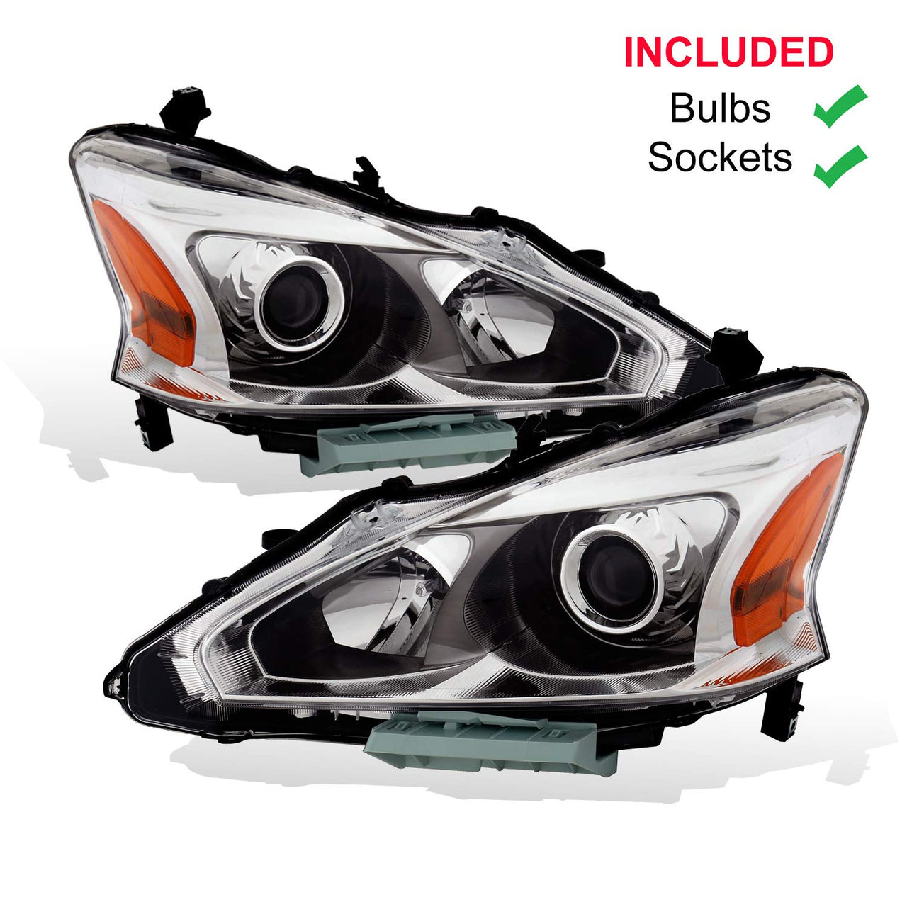 NISSAN ALTIMA 13-15 HEADLIGHTS 4D CRYSTAL CHROME AMBER