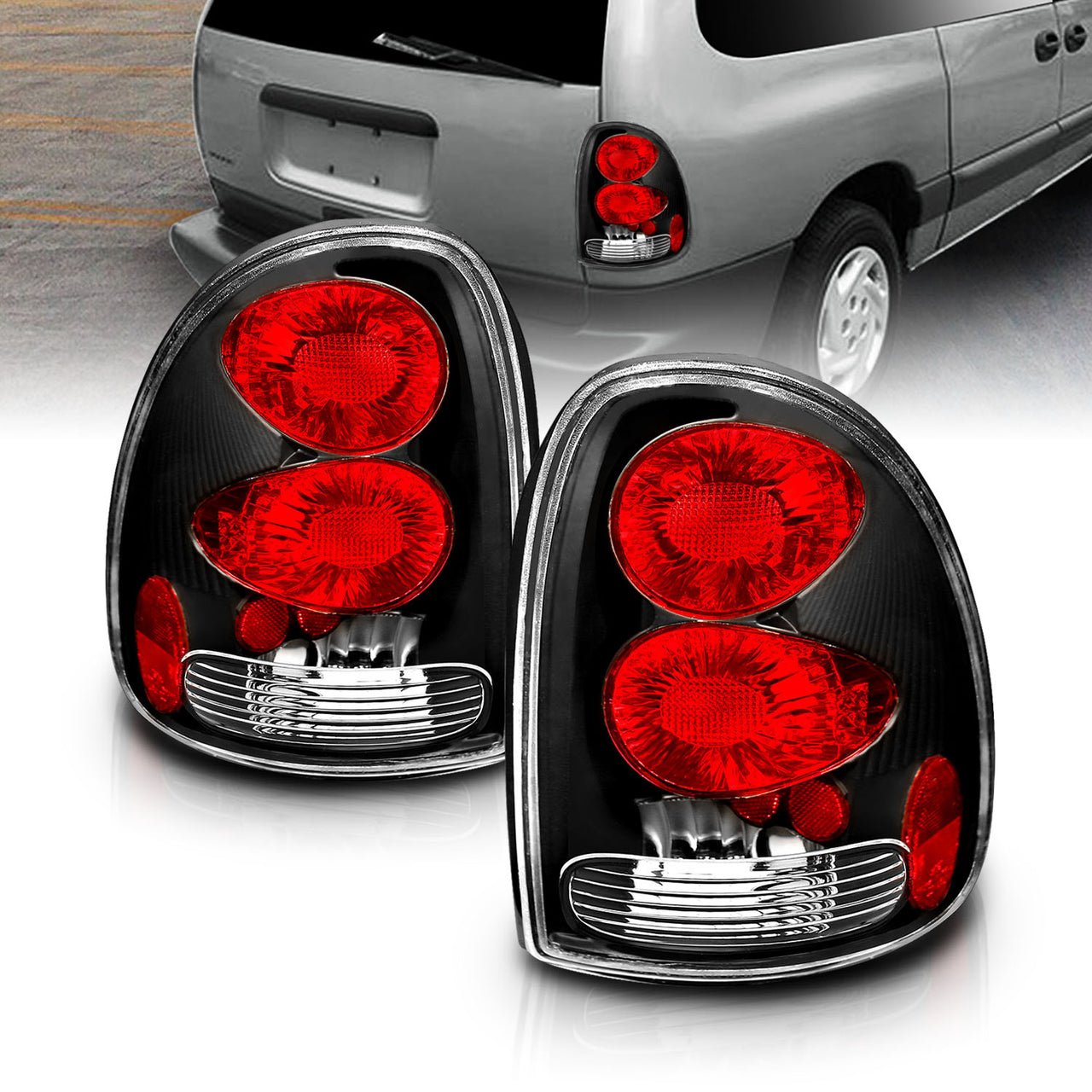 DODGE CARAVAN 96-00 TAIL LIGHTS BLACK