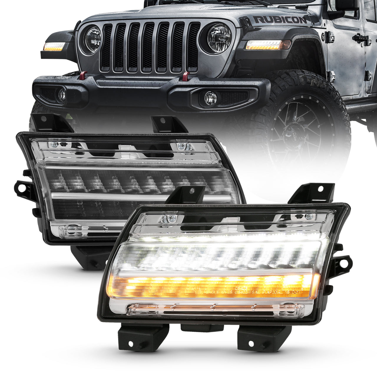 JEEP WRANGLER 18-21 / GLADIATOR 20 LED SIDE MARKERS CHROME (SEQUENTIAL SIGNAL) (FOR HIGH CONFIGURED, LED TYPE)