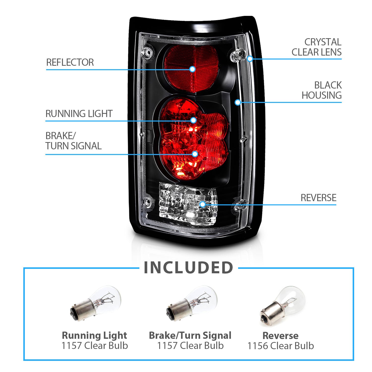MAZDA B2000 86-93 TAIL LIGHTS BLACK