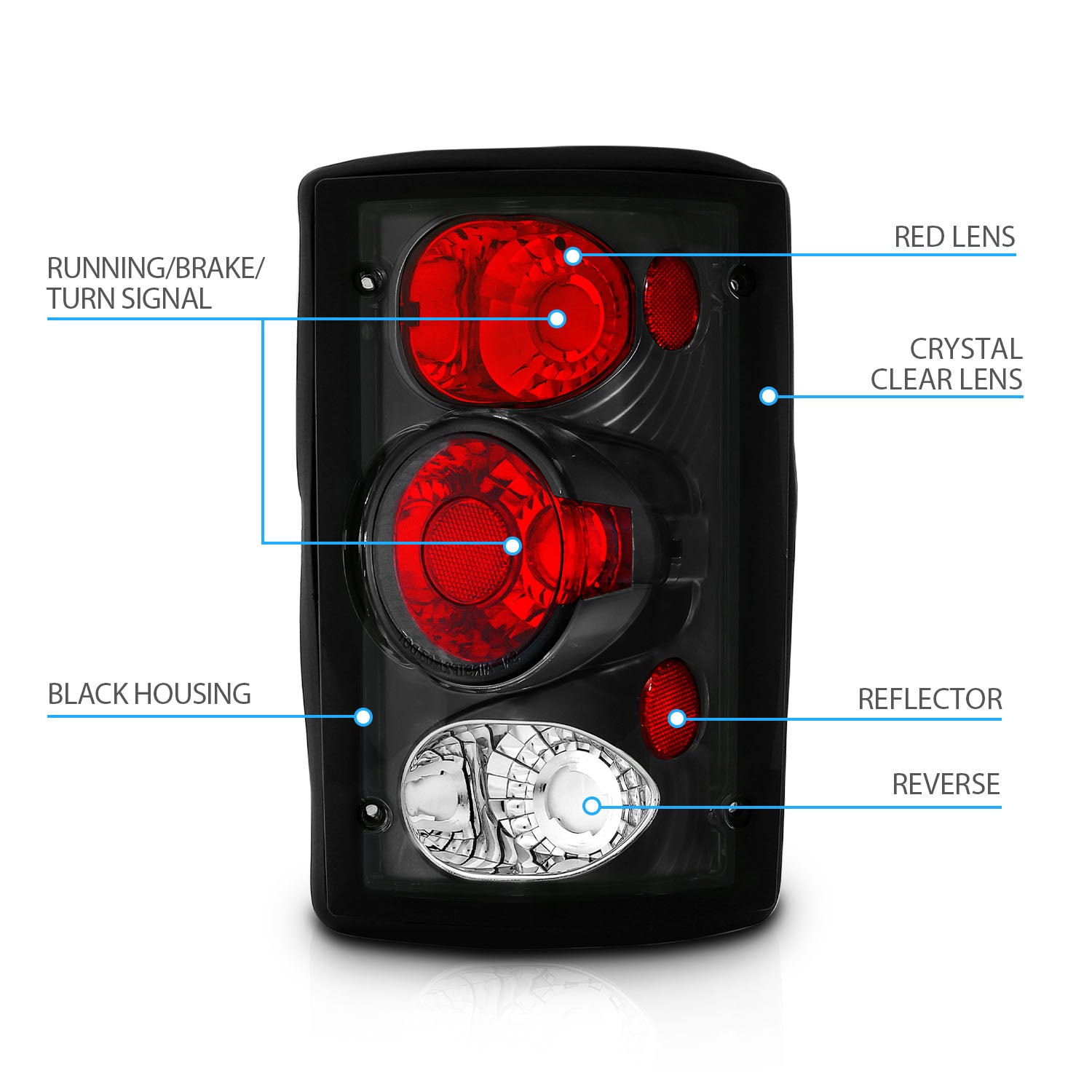 FORD EXCURSION 00-05/ECONOLINE VAN 95-03 TAIL LIGHTS BLACK