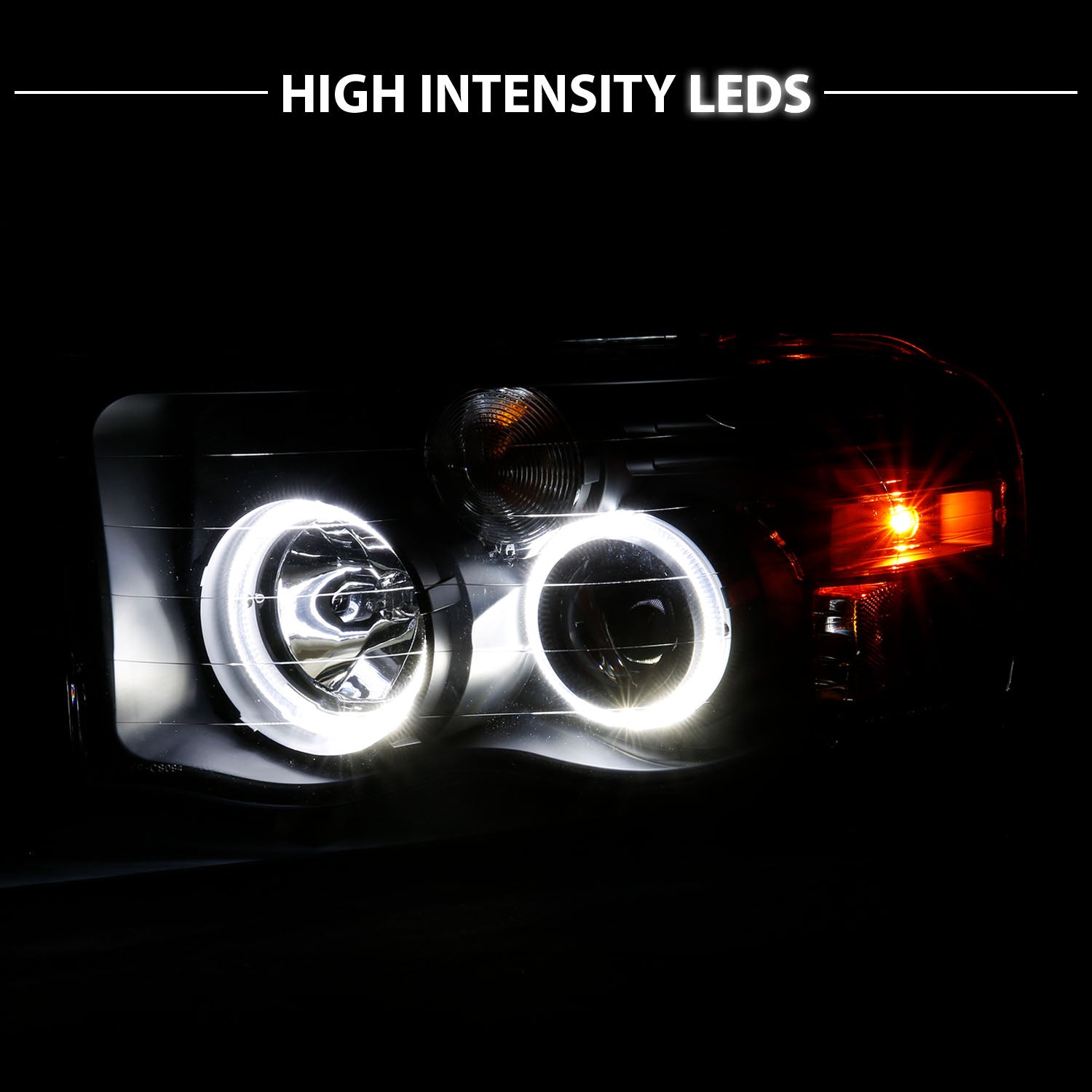 DODGE RAM 1500 02-05 - 2500/3500 03-05 PROJECTOR H.L WHITE PLUS LED HALO BLACK CLEAR AMBER