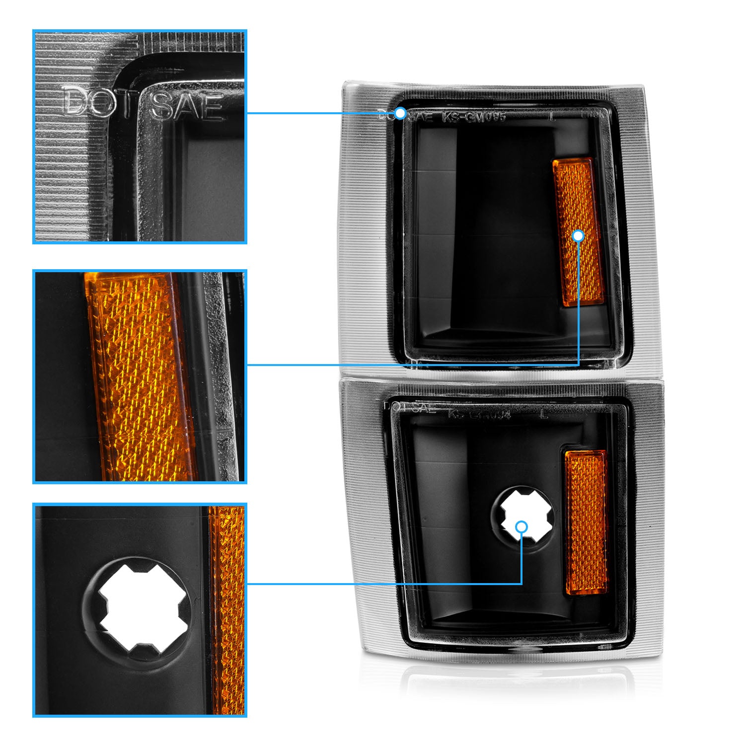 CHEVY FULL SIZE 94-98 CORNER LIGHTS BLACK 4 PCS AMBER