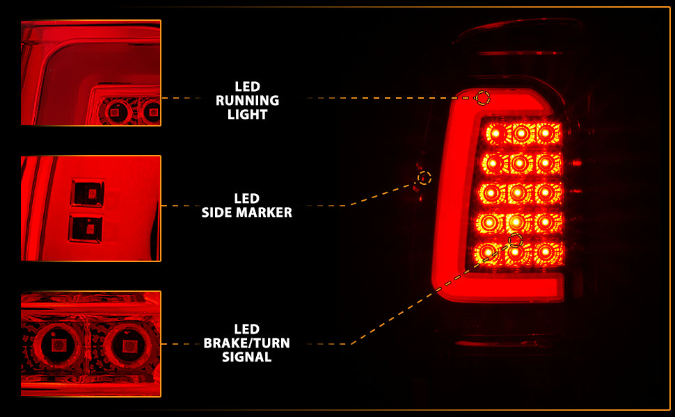 DODGE DAKOTA 97-04 L.E.D T.L RED LENS W/ C LIGHT BAR