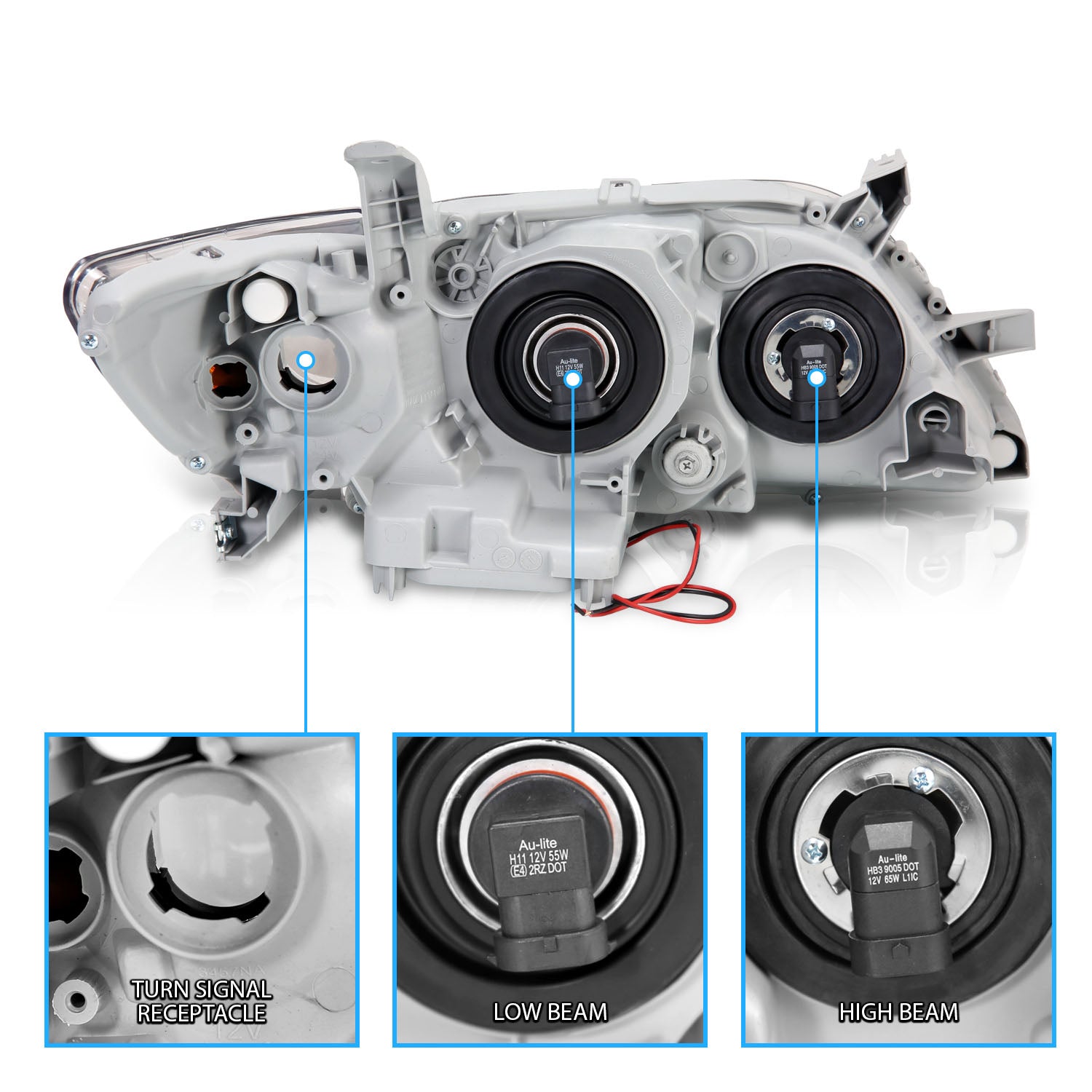 TOYOTA CAMRY 07-09 PROJECTOR HEADLIGHTS HALO BLACK CLEAR AMBER (RX HALO)