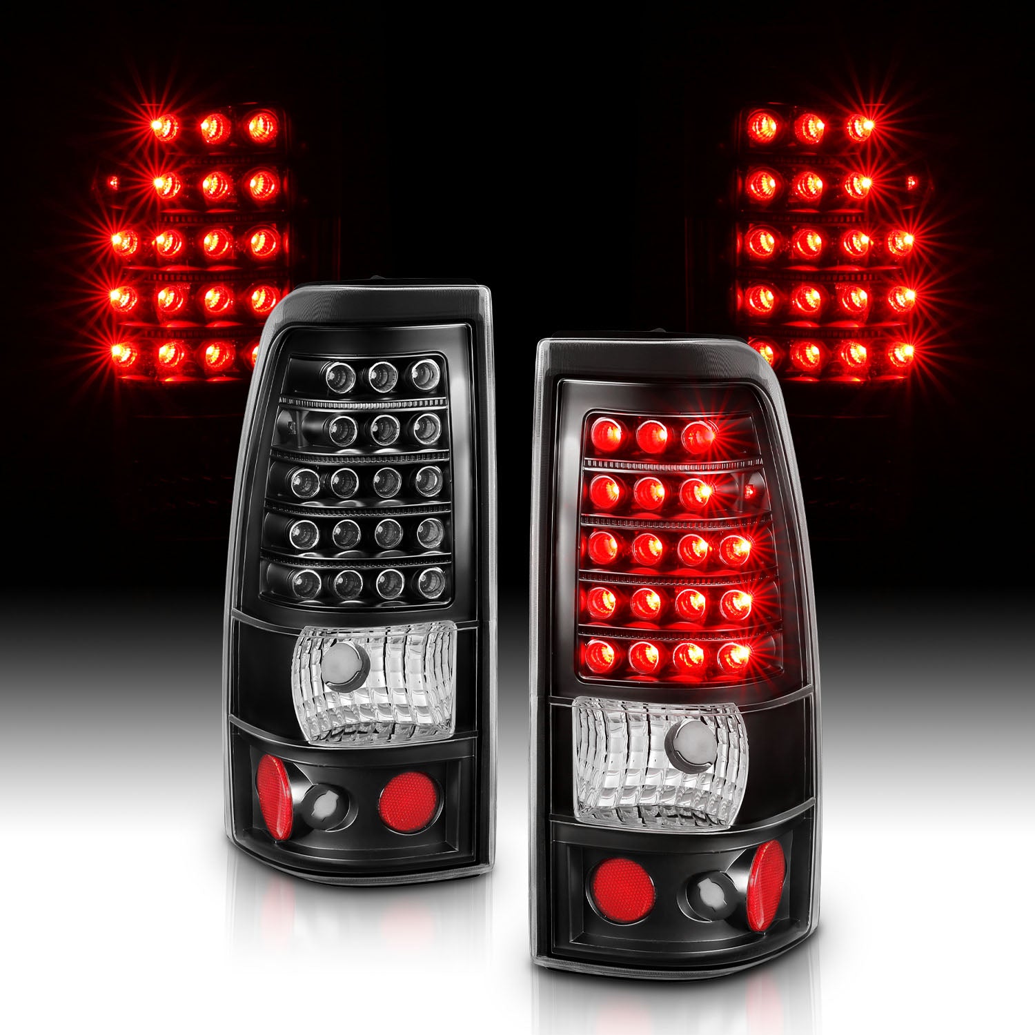 CHEVY SILVERADO 03-07 (1500/2500 SERIES 2003 & 1500/2500/3500 SRW SERIES 04-07) LED TAIL LIGHTS BLACK (4 HOLE)