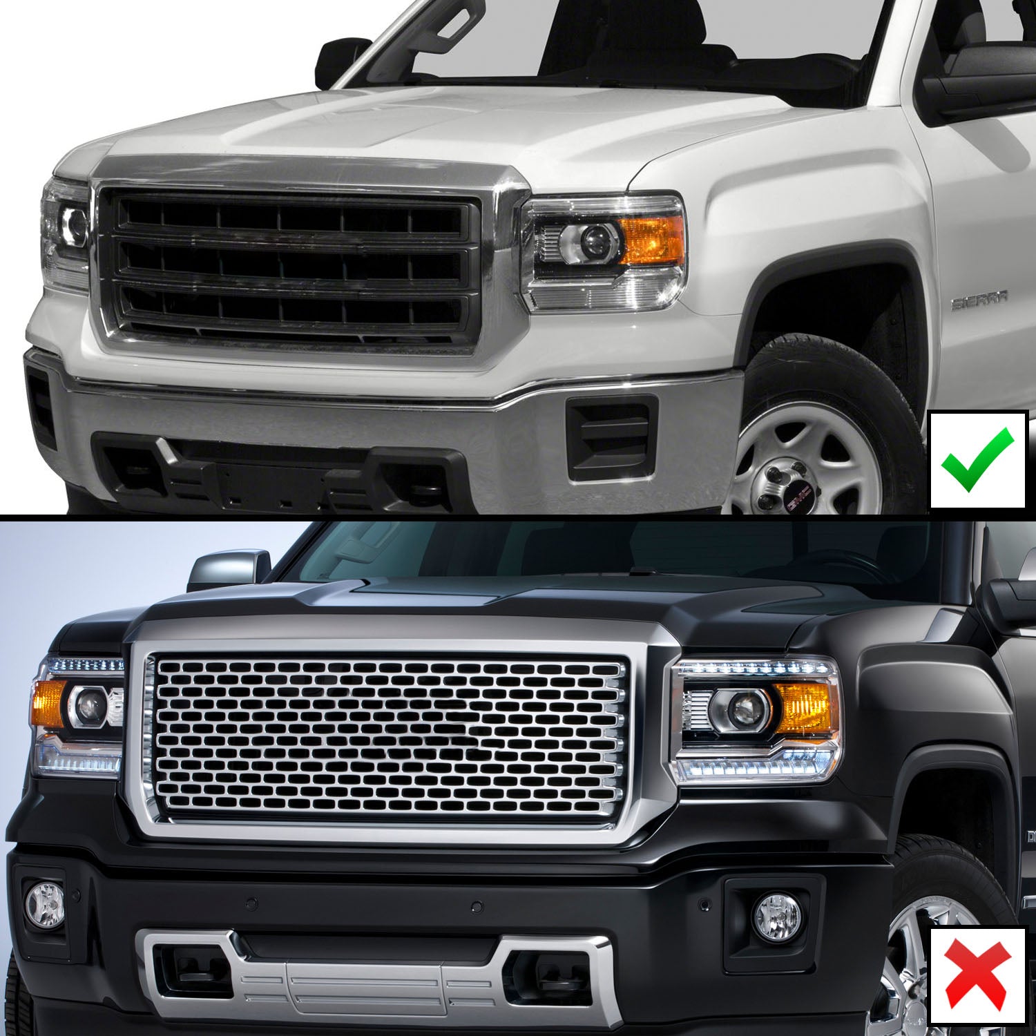 GMC SIERRA 1500嚙?4-15/2500HD/3500HD 15-19 PROJECTOR HEADLIGHTS BLACK G4 (SIMPLE DESIGN)嚙?HALOGEN TYPE MODEL W/O FACTORY DRL)