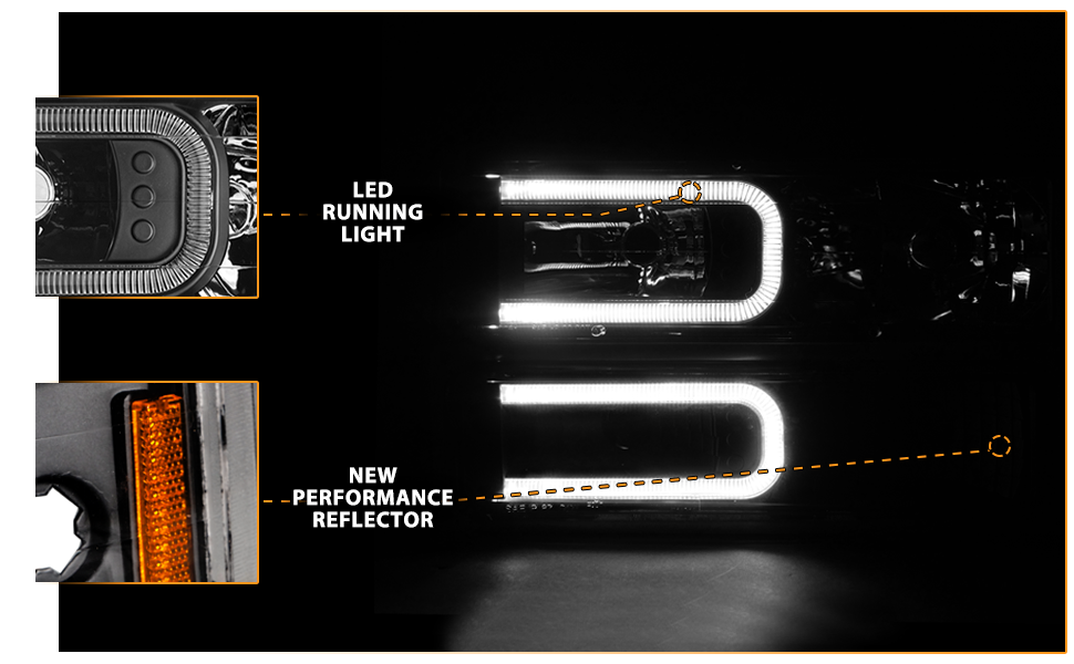CHEVY CK / C10 /SILVERADO/ TAHOE / SUBURBAN/BLAZER 94-98 HEADLIGHTS  W/ SIGNAL & SIDE MARKERS (8PCS) SET BLACK HOUSING CLEAR LENS W/ C LIGHT BAR