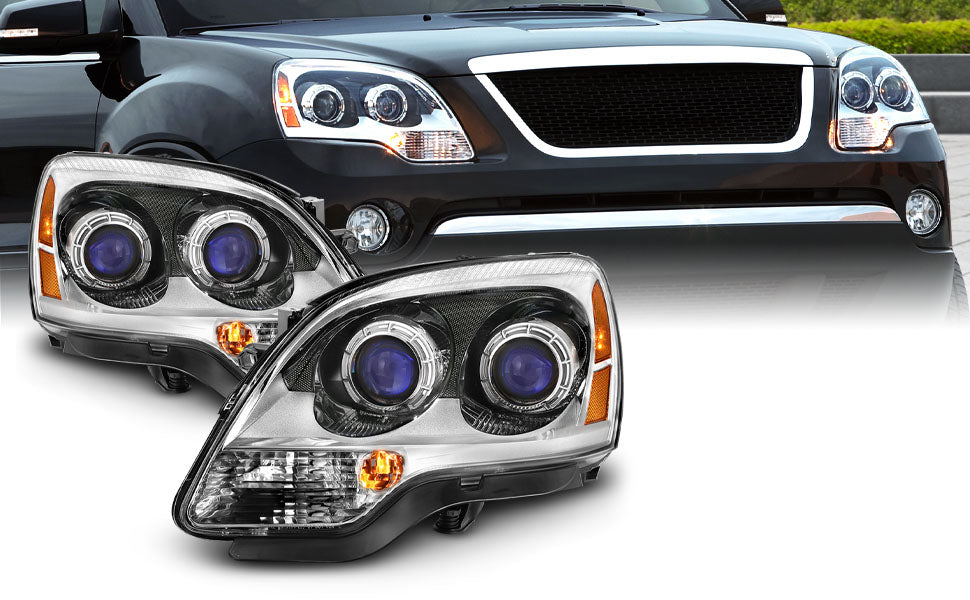 GMC ACADIA 07-12 PROJECTOR HEADLIGHTS CHROME AMBER (OE REPLACEMENT)