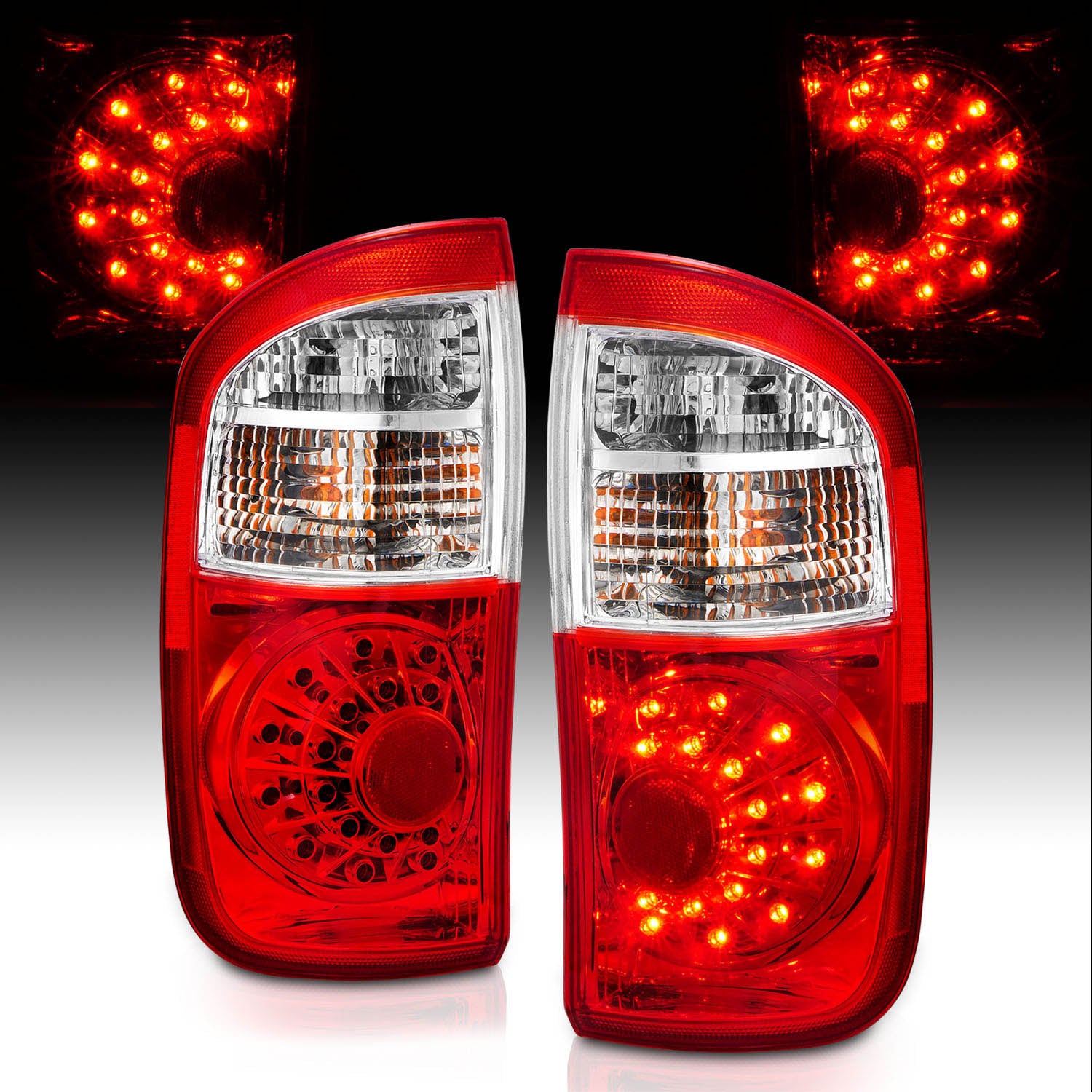 TOYOTA TUNDRA 00-06 LED TAIL LIGHTS RED/CLEAR (DOUBLE CAB ONLY/DOES NOT FIT STEPSIDE)