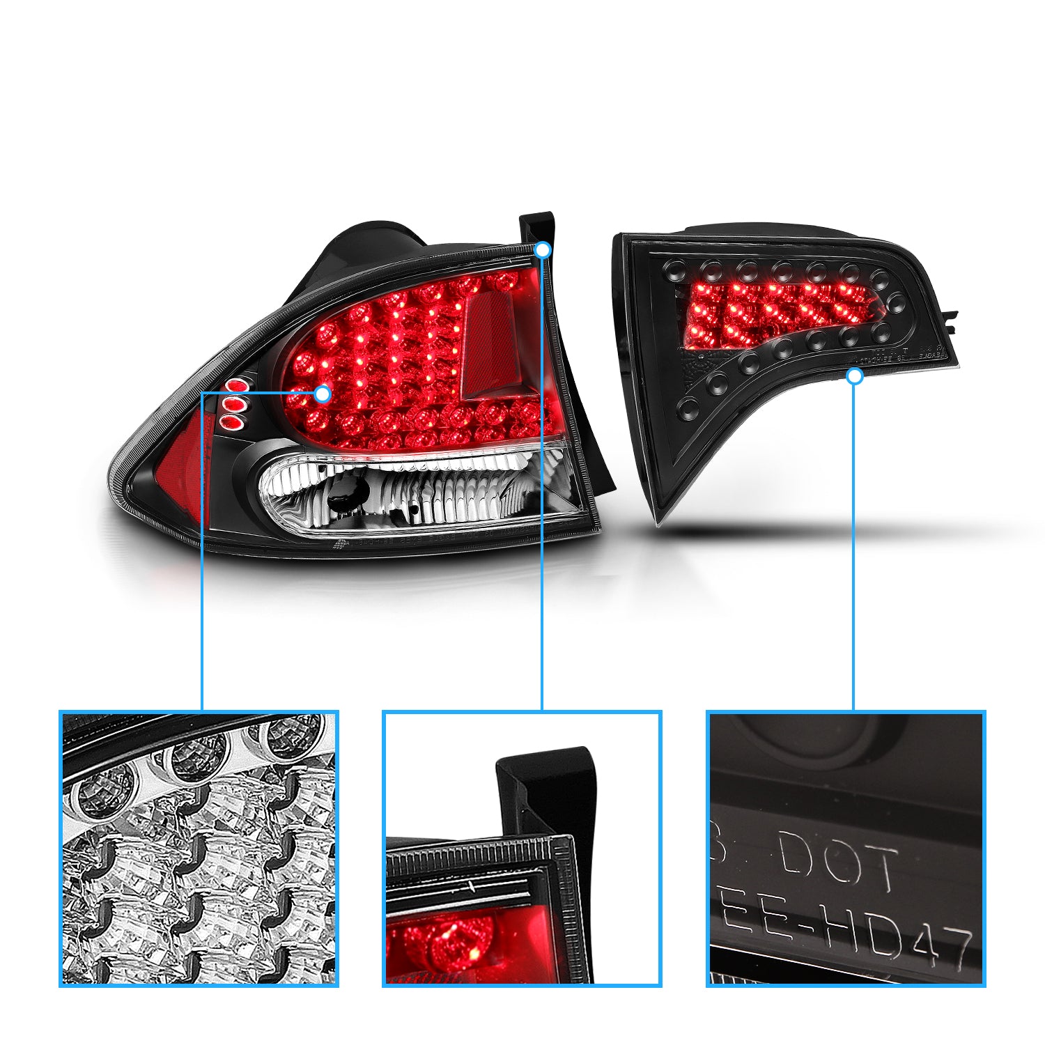 HONDA CIVIC 06-08 4DR LED TAIL LIGHTS BLACK (4 PCS)