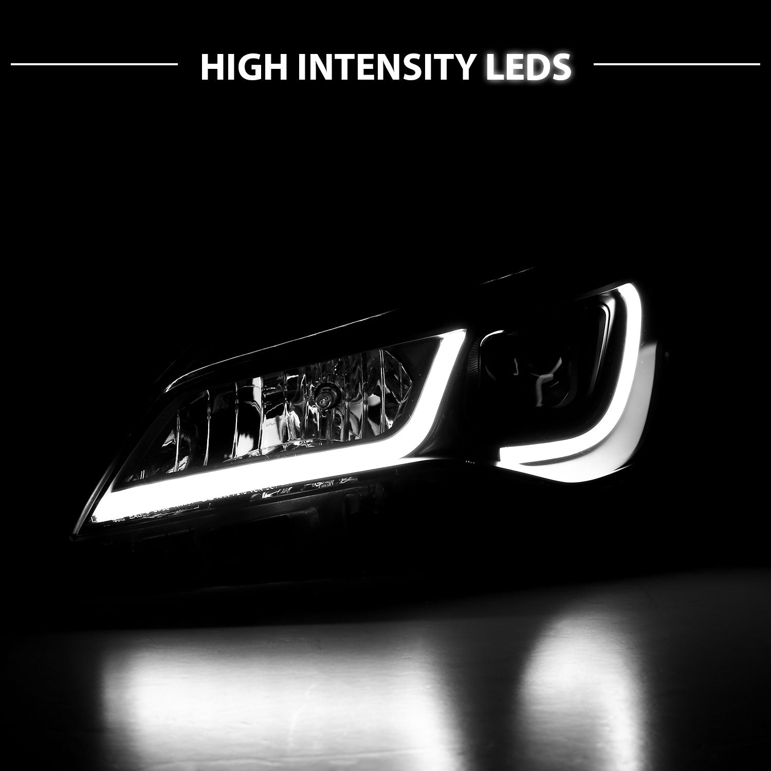 TOYOTA CAMRY 15-16 4DR PROJECTOR LIGHT BAR STYLE HEADLIGHTS BLACK AMBER