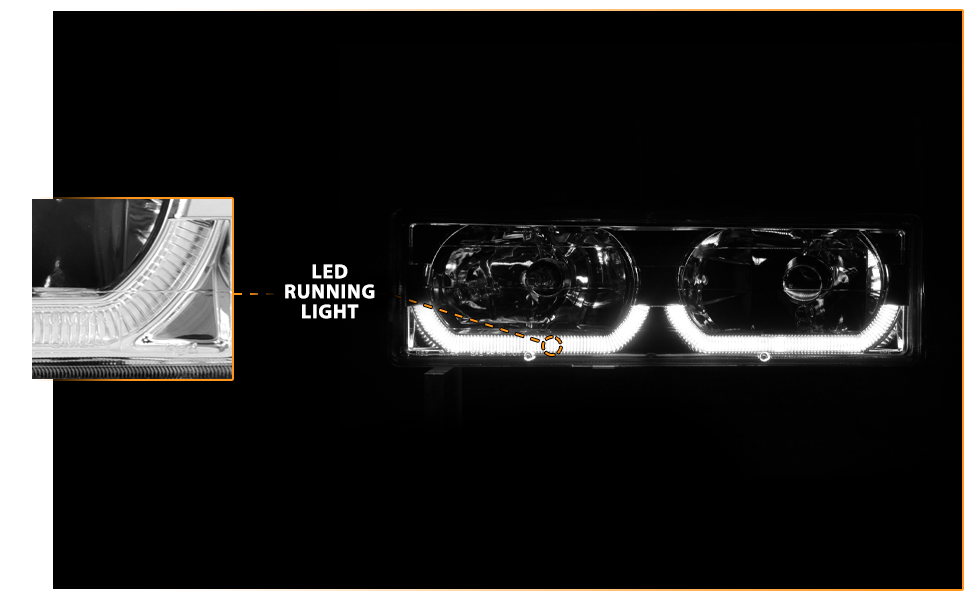 CHEVY FULLSIZE 88-98 LOW-BROW STYLE CRYSTAL HEADLIGHTS CHROME CLEAR
