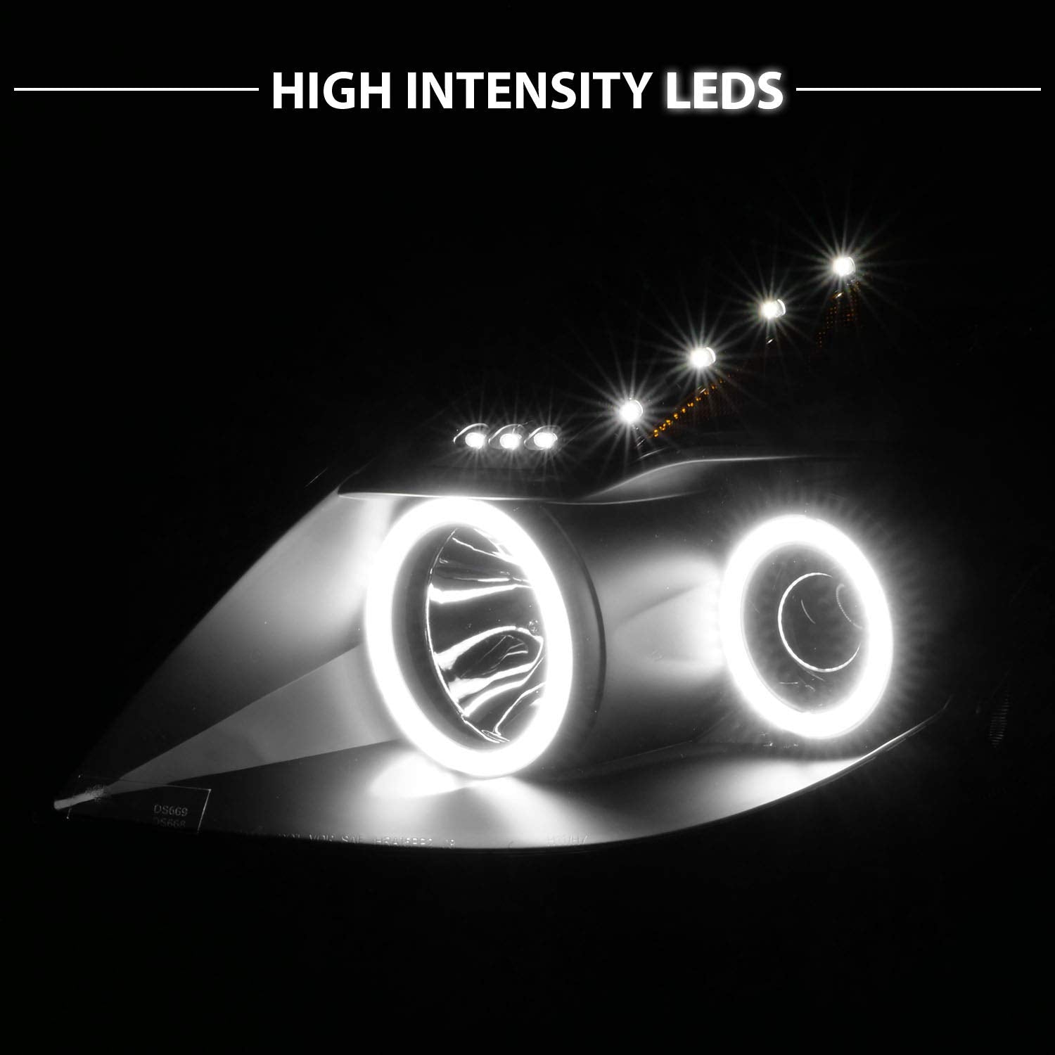 NISSAN ALTIMA 08-09 PROJECTOR 2D HEADLIGHTS BLACK CLEAR AMBER (RX HALO)