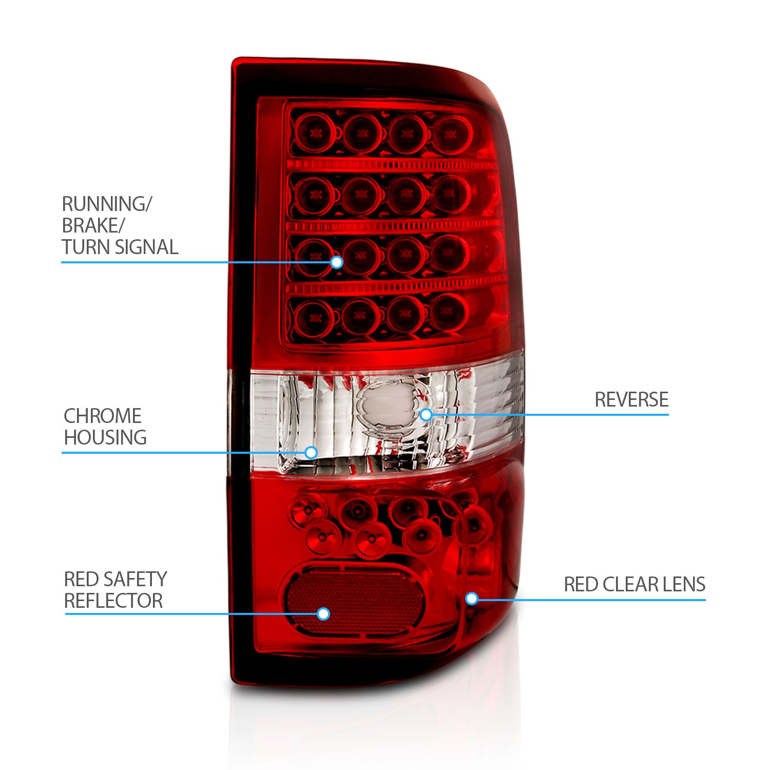 FORD F-150 04-06 LED TAIL LIGHTS RED/CLEAR